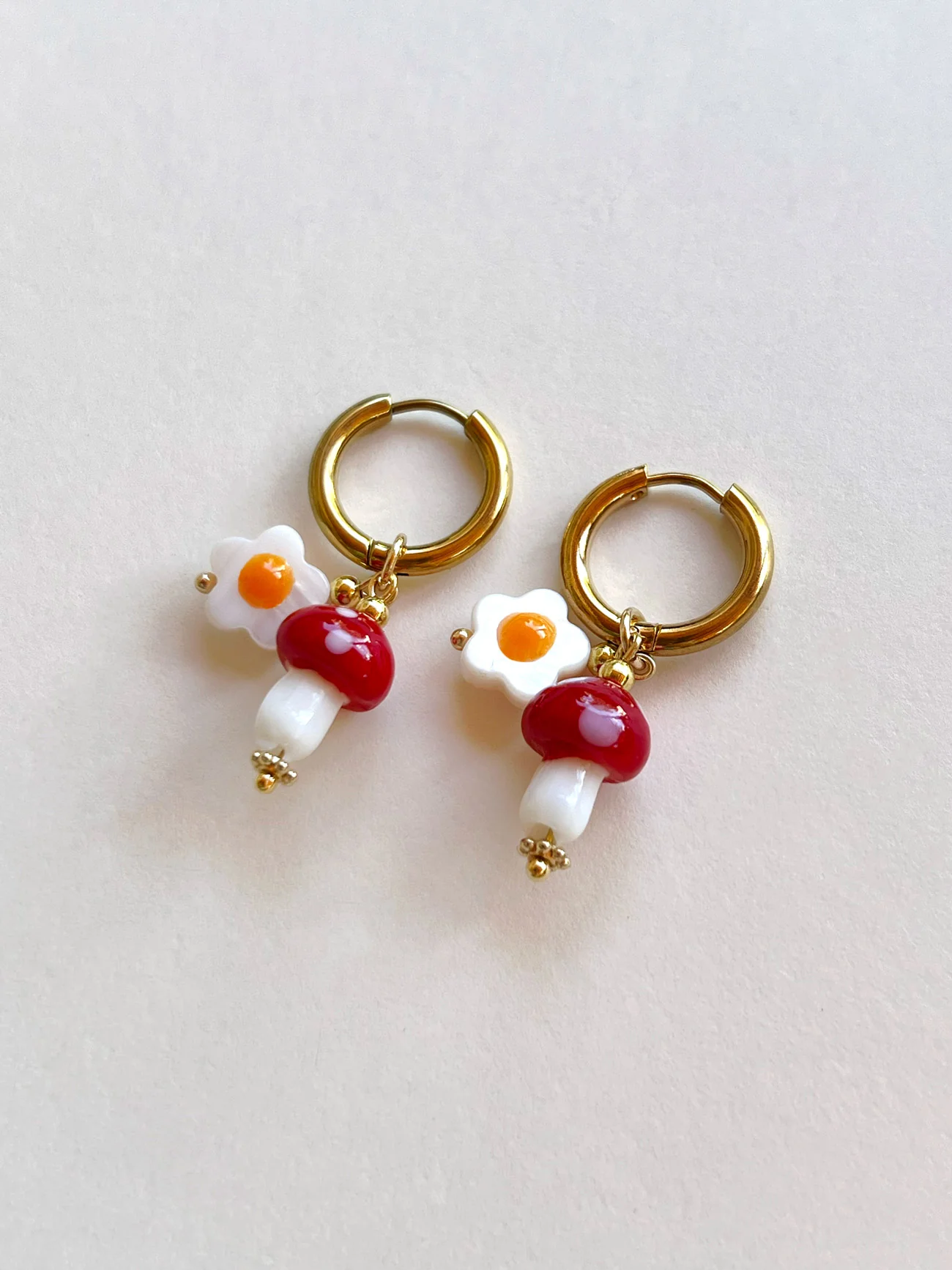 Red Mushroom Hoops with Eggy Flowers - Image 2