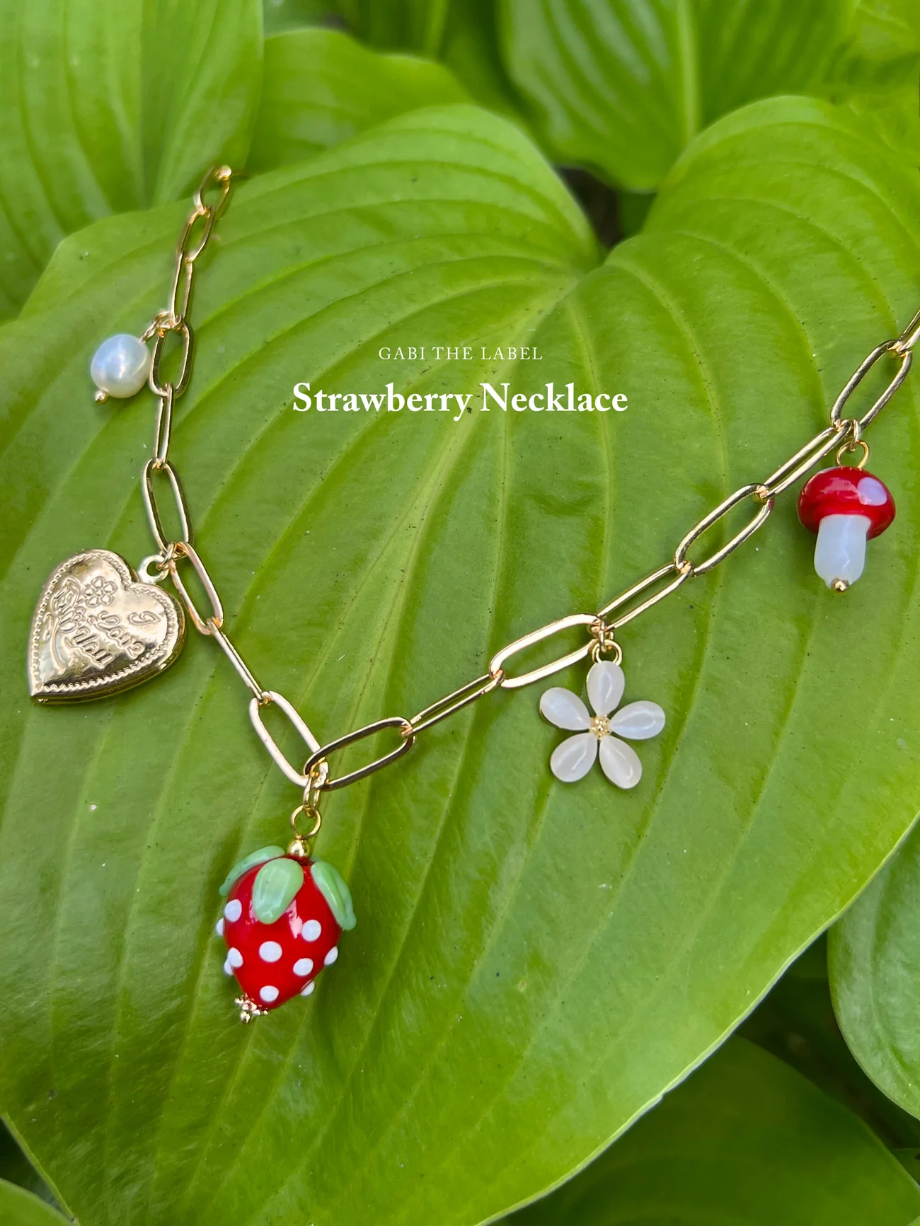Red Strawberry Charm Necklace with Locket - Image 8