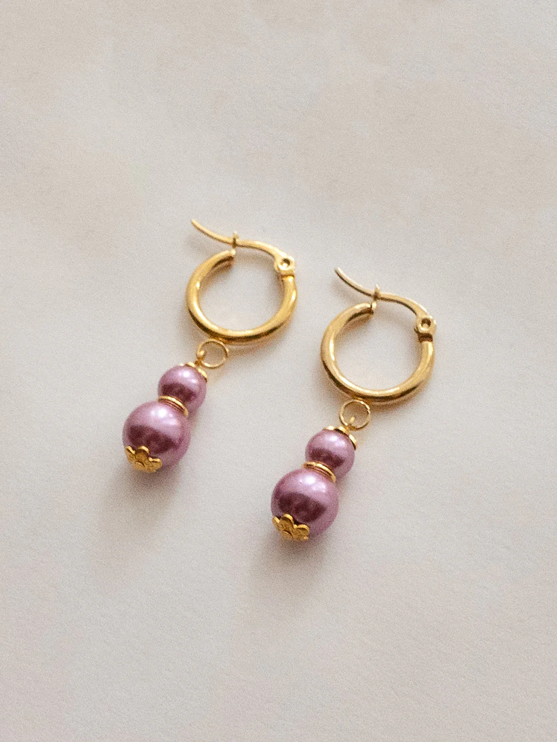 Regal Pearl Hoops - Orchid Pink - Image 2