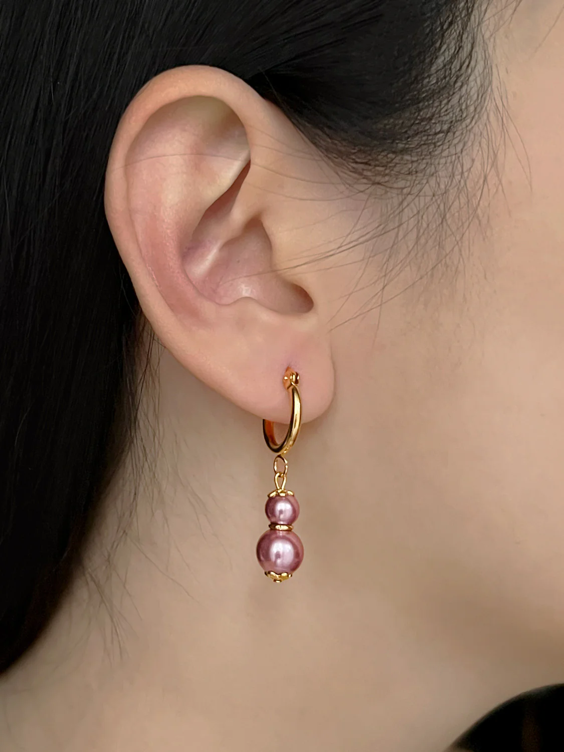 Regal Pearl Hoops - Orchid Pink - Image 3