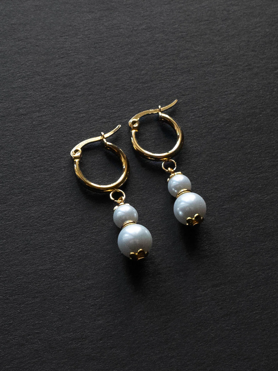 Regal Pearl Hoops - Pearl White - Image 3