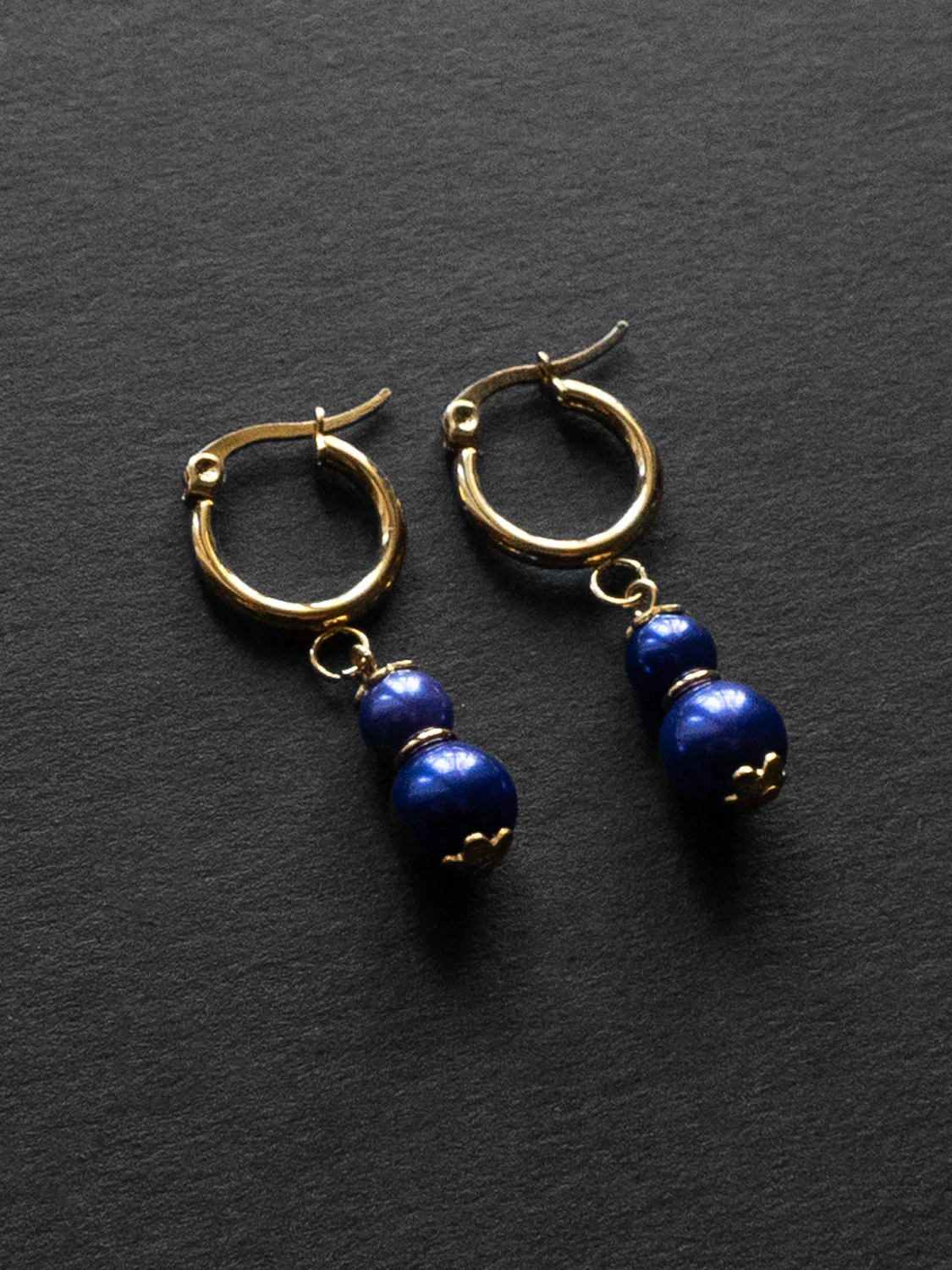 Regal Pearl Hoops - Violet Blue - Image 3