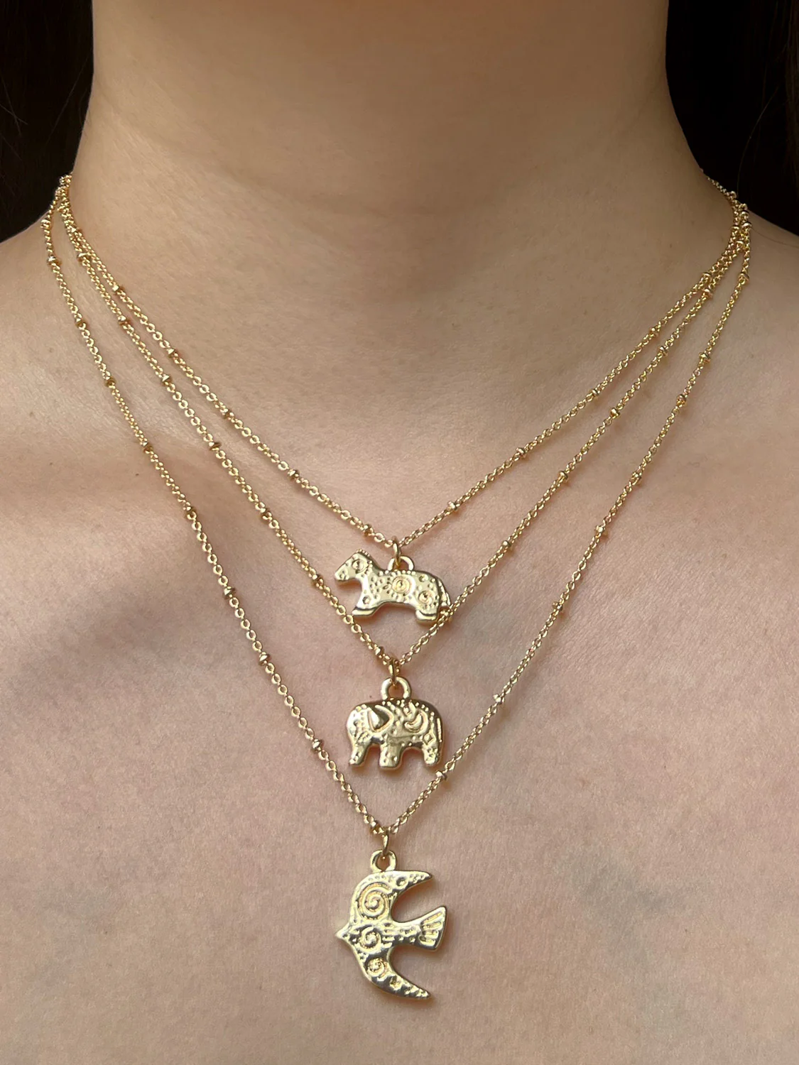 Resort Necklace, Gold - Carved Intuitive Horse - Image 2