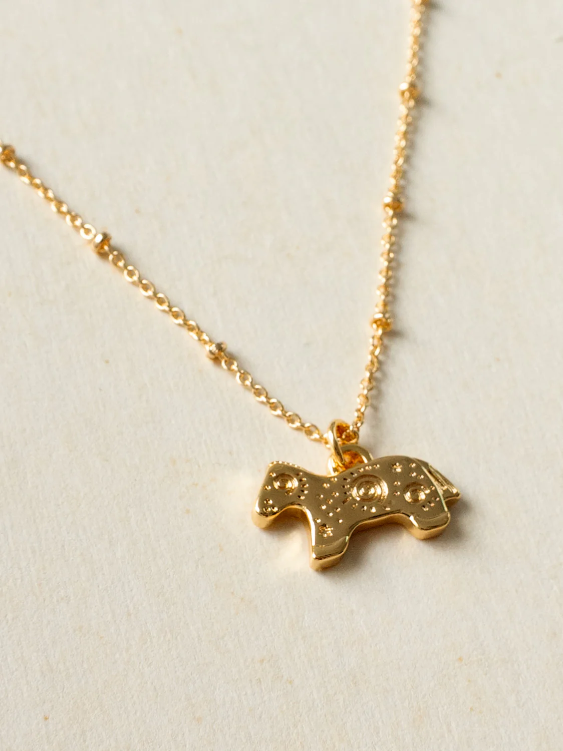 Resort Necklace, Gold - Carved Intuitive Horse - Image 3