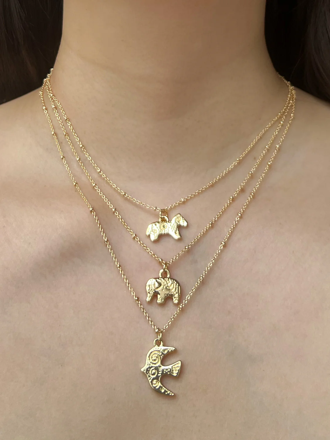 Resort Necklace, Gold - Carved Intuitive Horse - Image 4