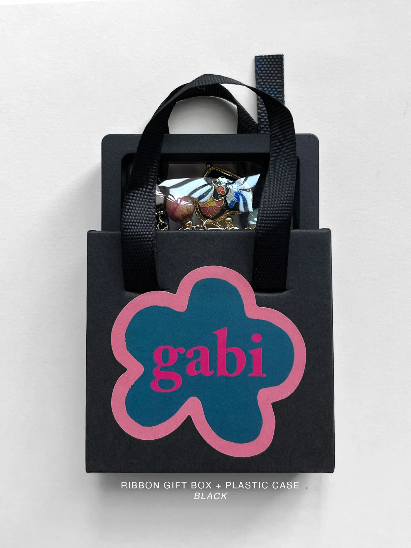Ribbon Gift Box + Plastic Case - Black - Image 3