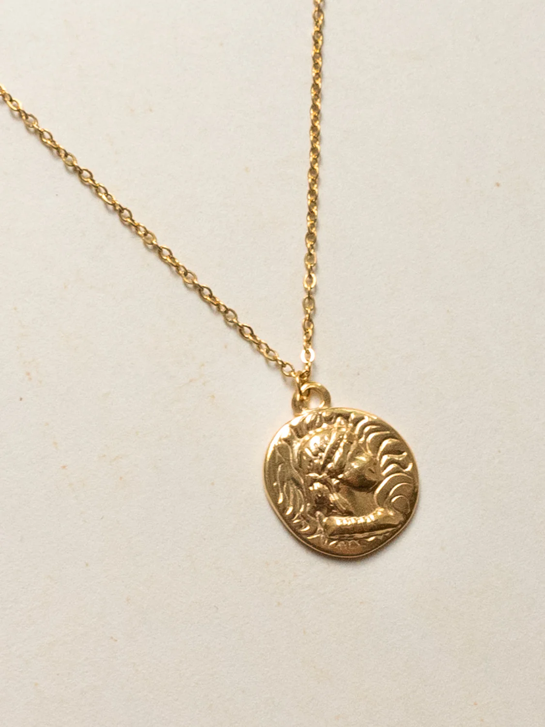 Roman Coin Pendant Necklace - Stainless Steel, Gold - Image 3