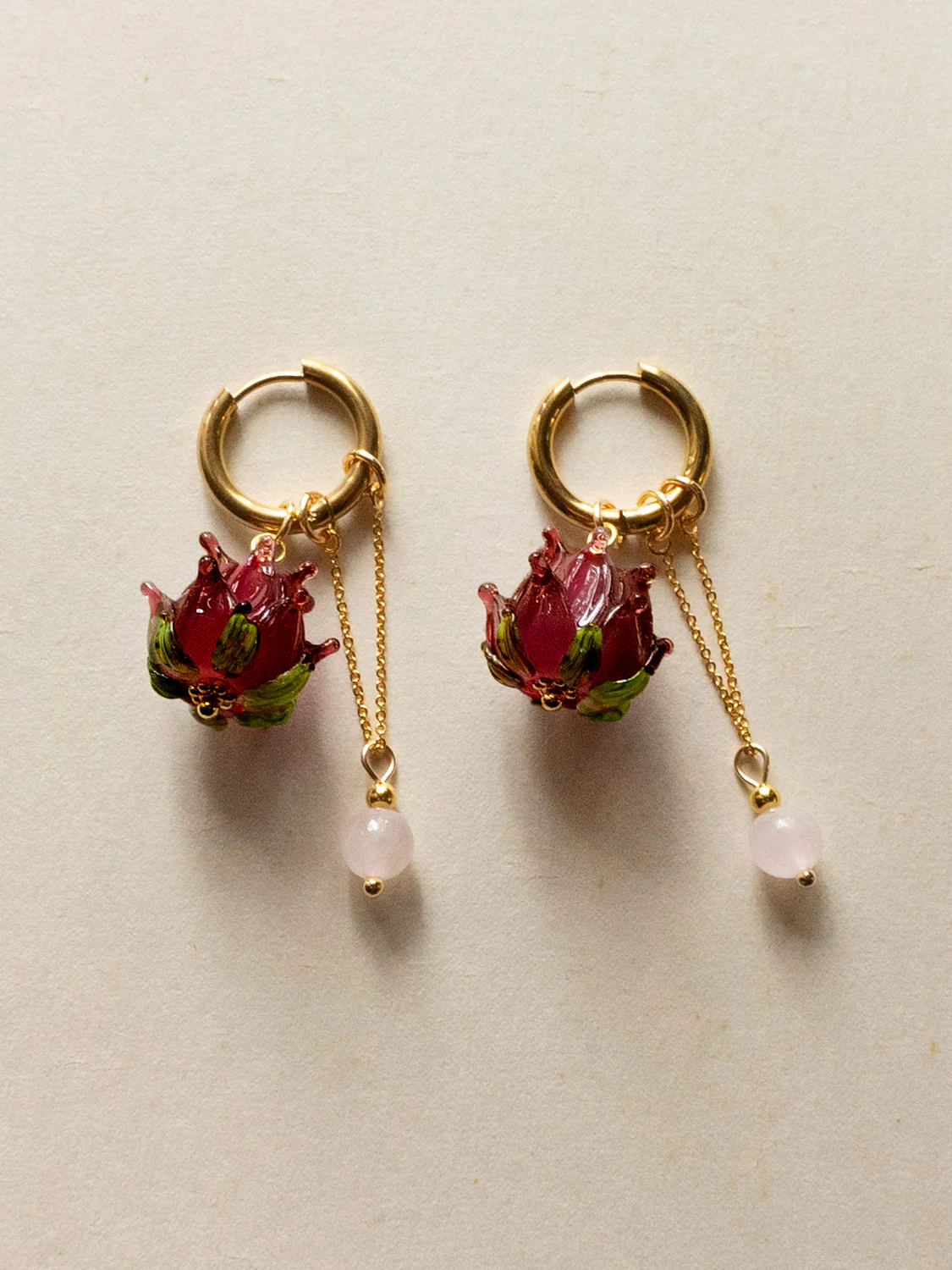 Romantic Hoops - Glass Purple Lotus, Pink Crystal - Image 3