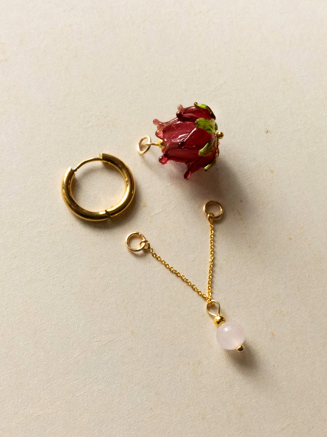 Romantic Hoops - Glass Purple Lotus, Pink Crystal - Image 4
