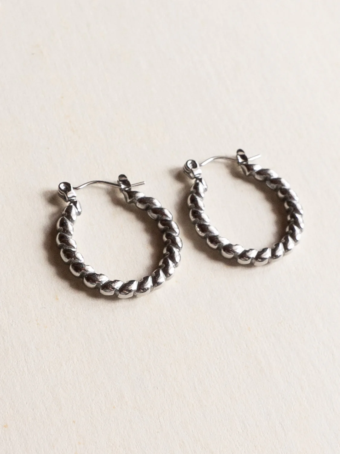Rope Twist Hoops - Stainless Steel, Silver - Image 3