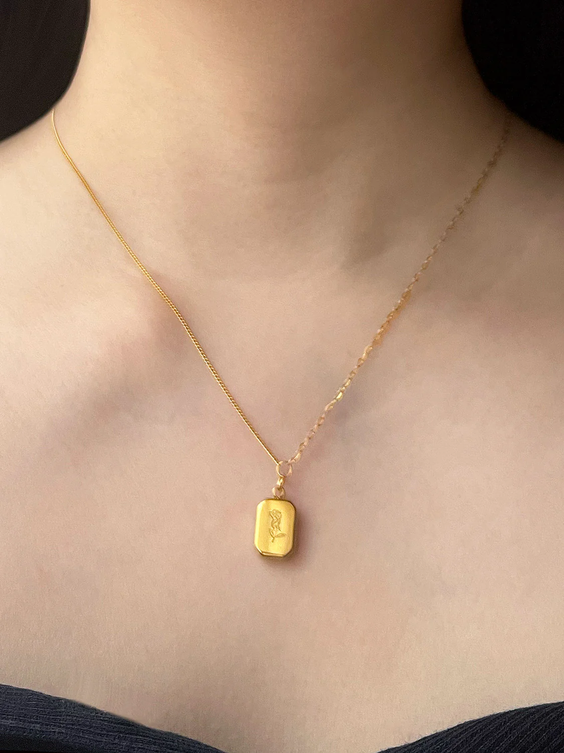 Rose Gold Bar Necklace - Image 2