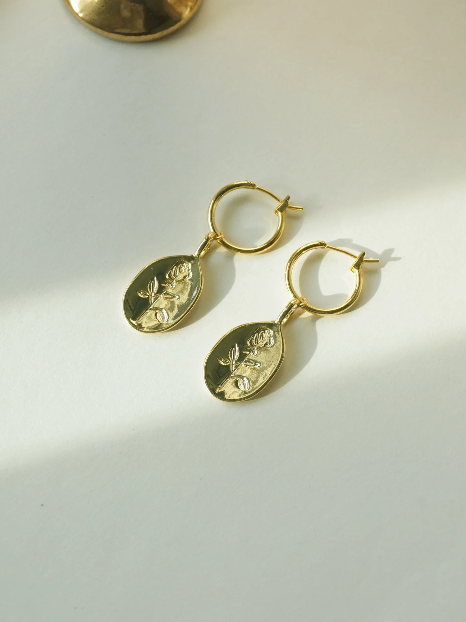 Rose Pendant Hoop Earrings - Image 3