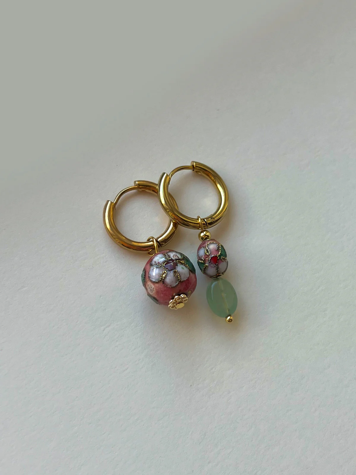 Rosie & Jade Cloisonne Mismatched Hoops - Image 4