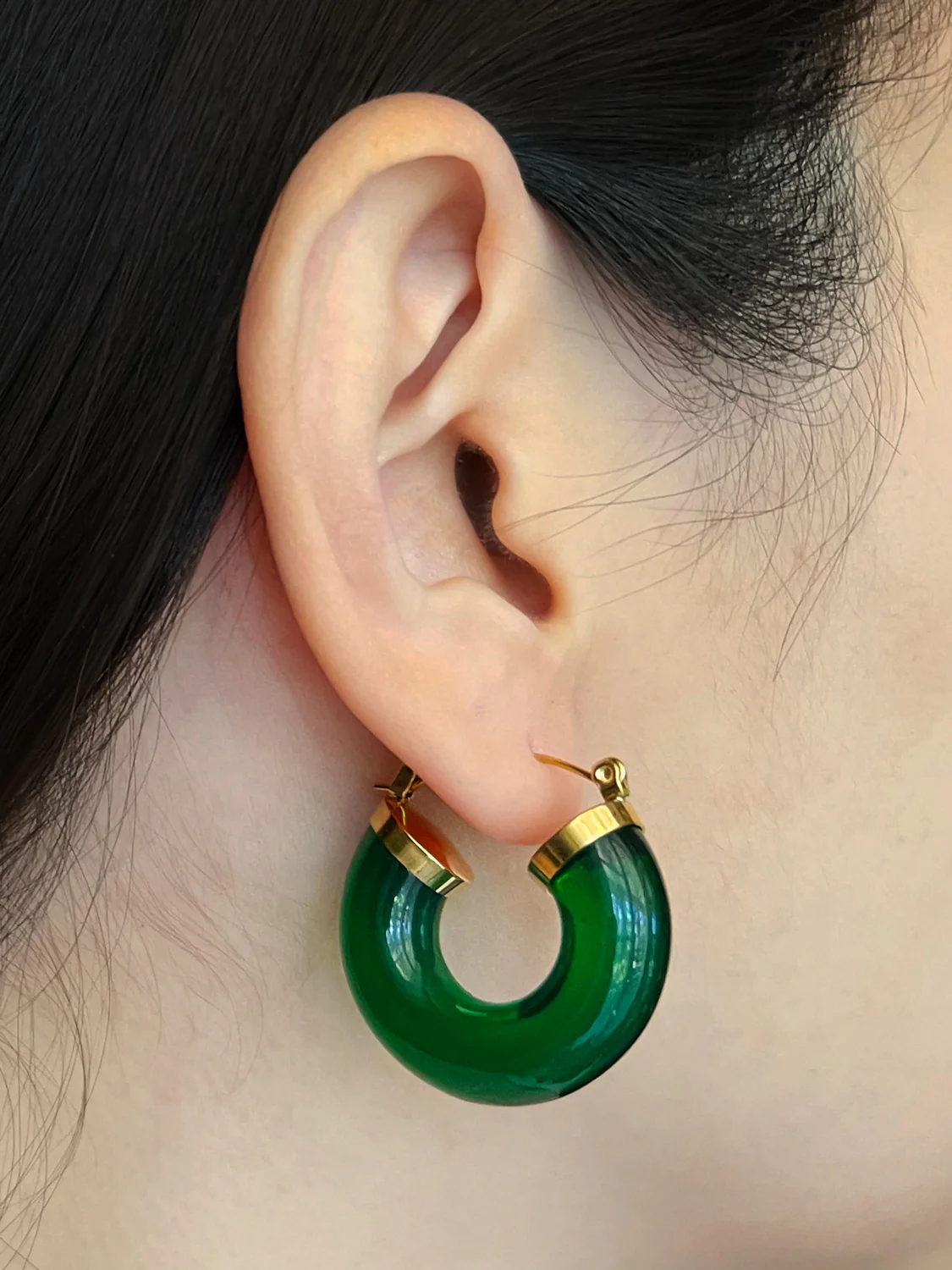 Round Resin Hoops - Dark Green - Image 2