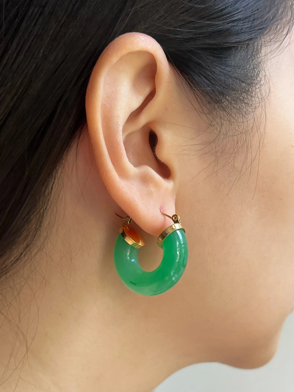 Round Resin Hoops - Jade Green - Image 2