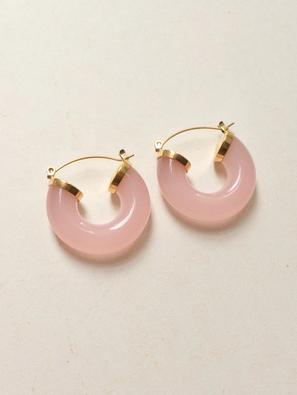 Round Resin Hoops - Rose Quartz - Image 3