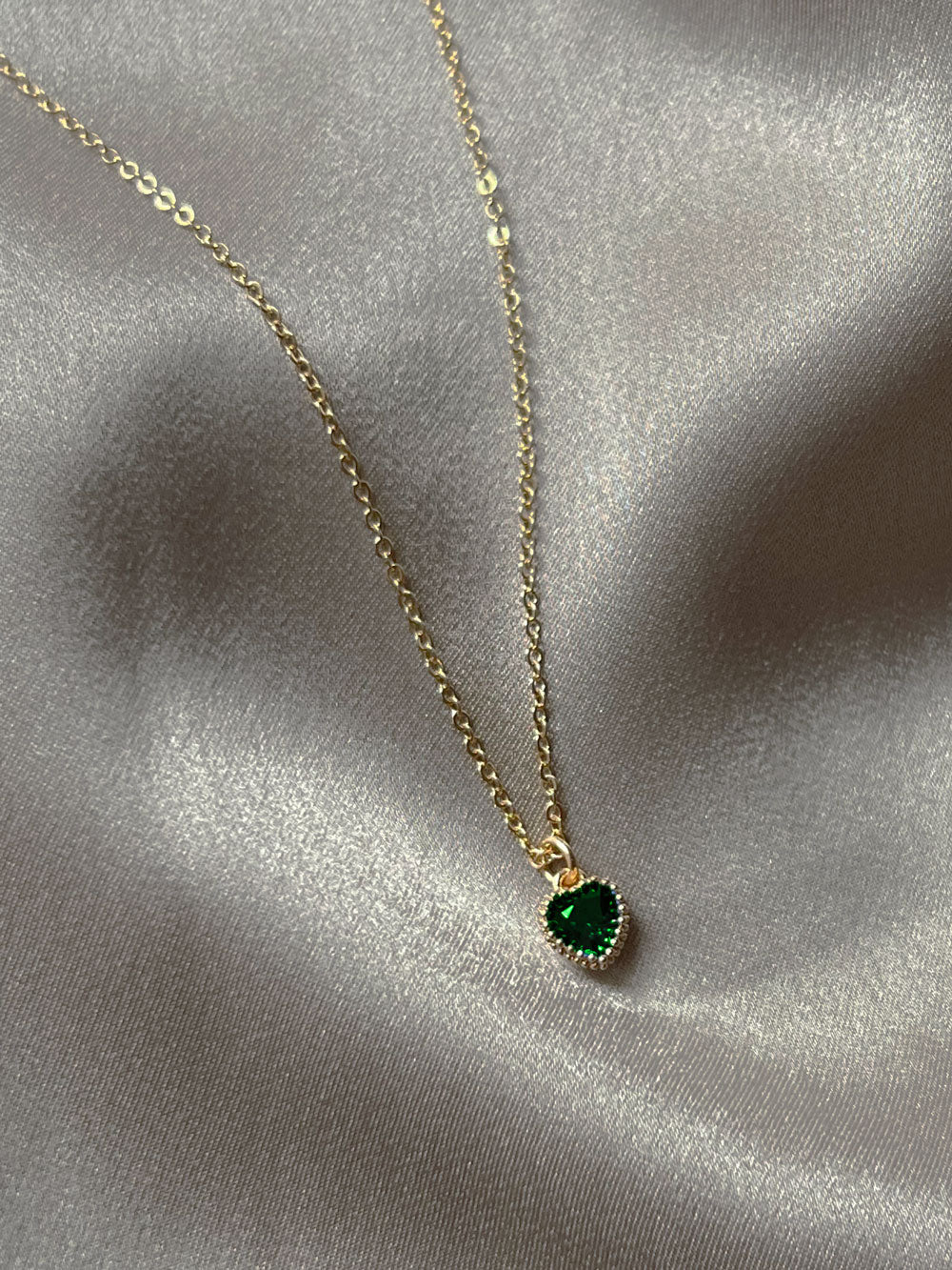 Secret Treasure Heart Gemstone Necklace - Emerald Green - Image 3