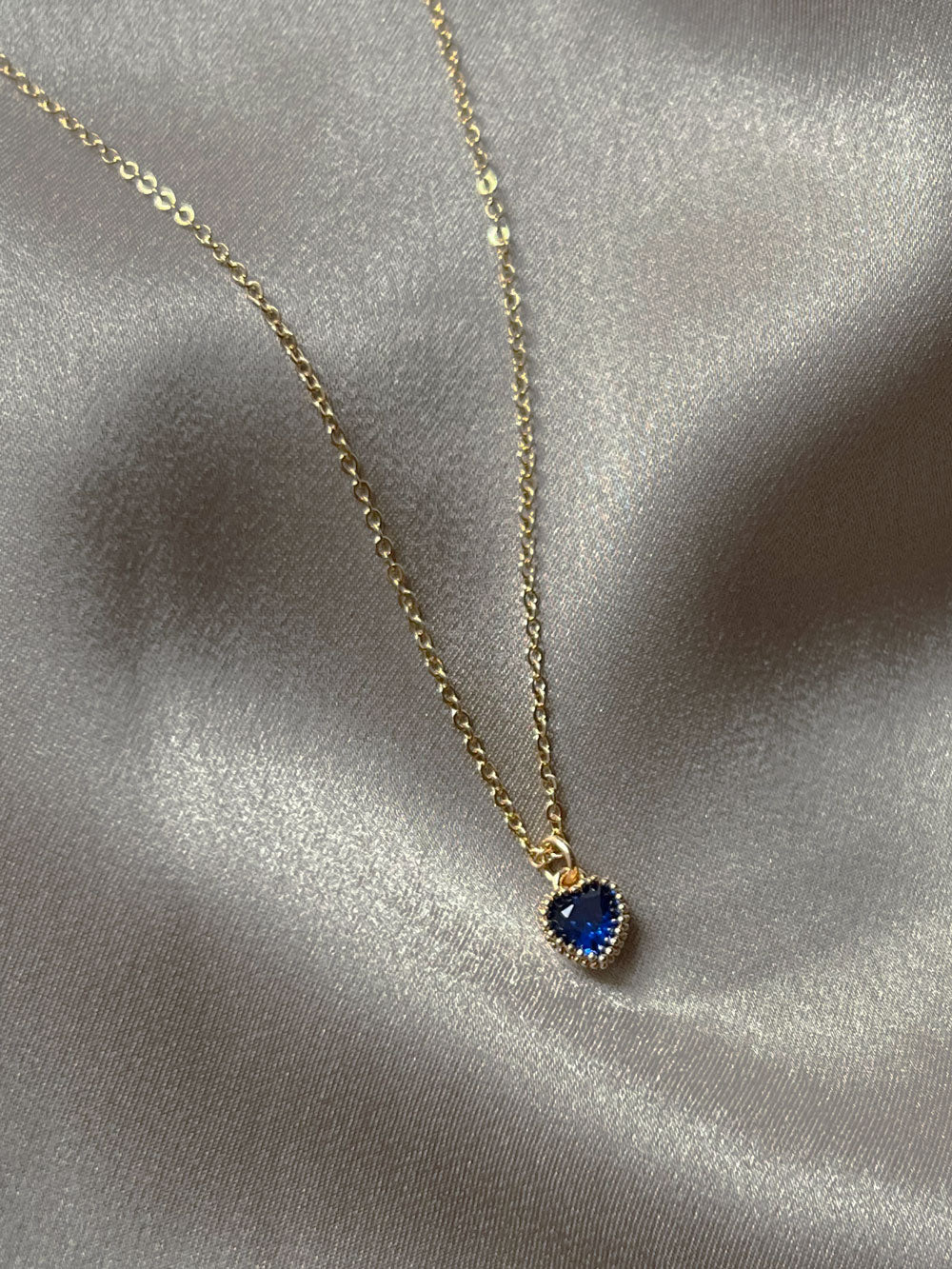 Secret Treasure Heart Gemstone Necklace - Royal Blue - Image 3