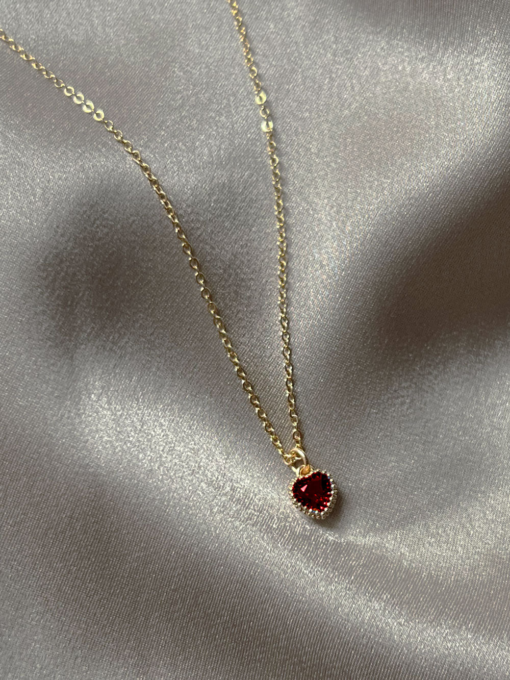 Secret Treasure Heart Gemstone Necklace - Ruby Red - Image 3
