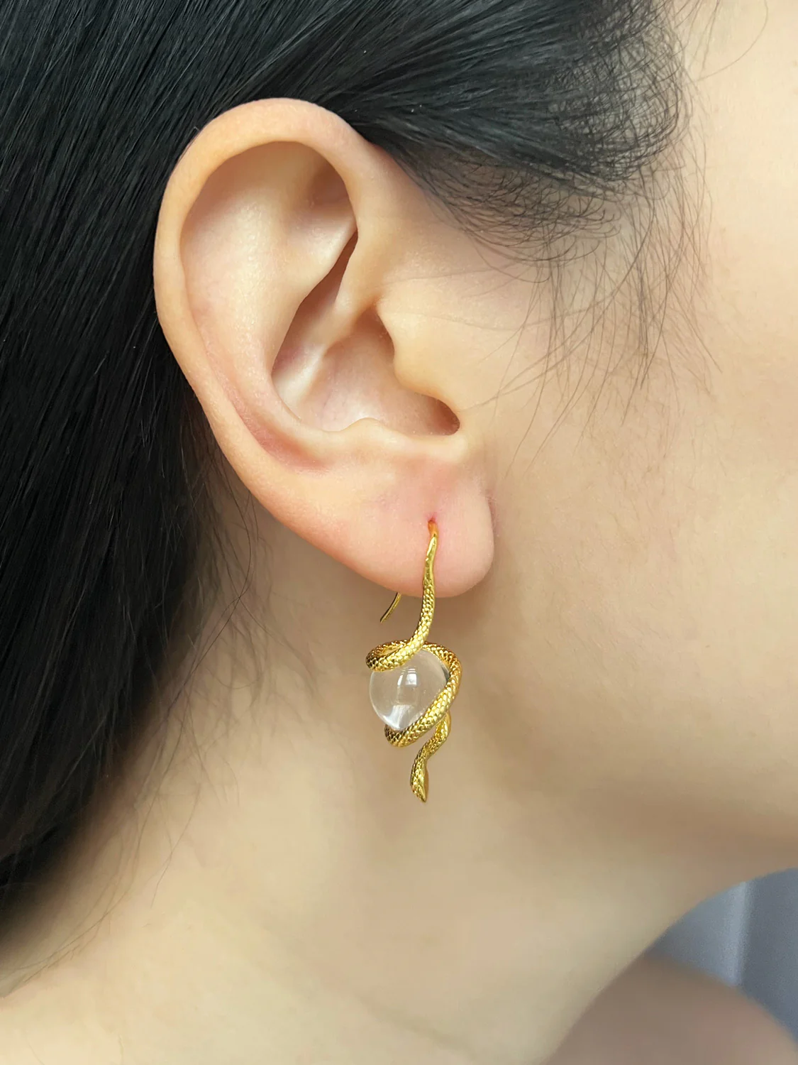 Serpent Orb Earrings - Clear - Image 3