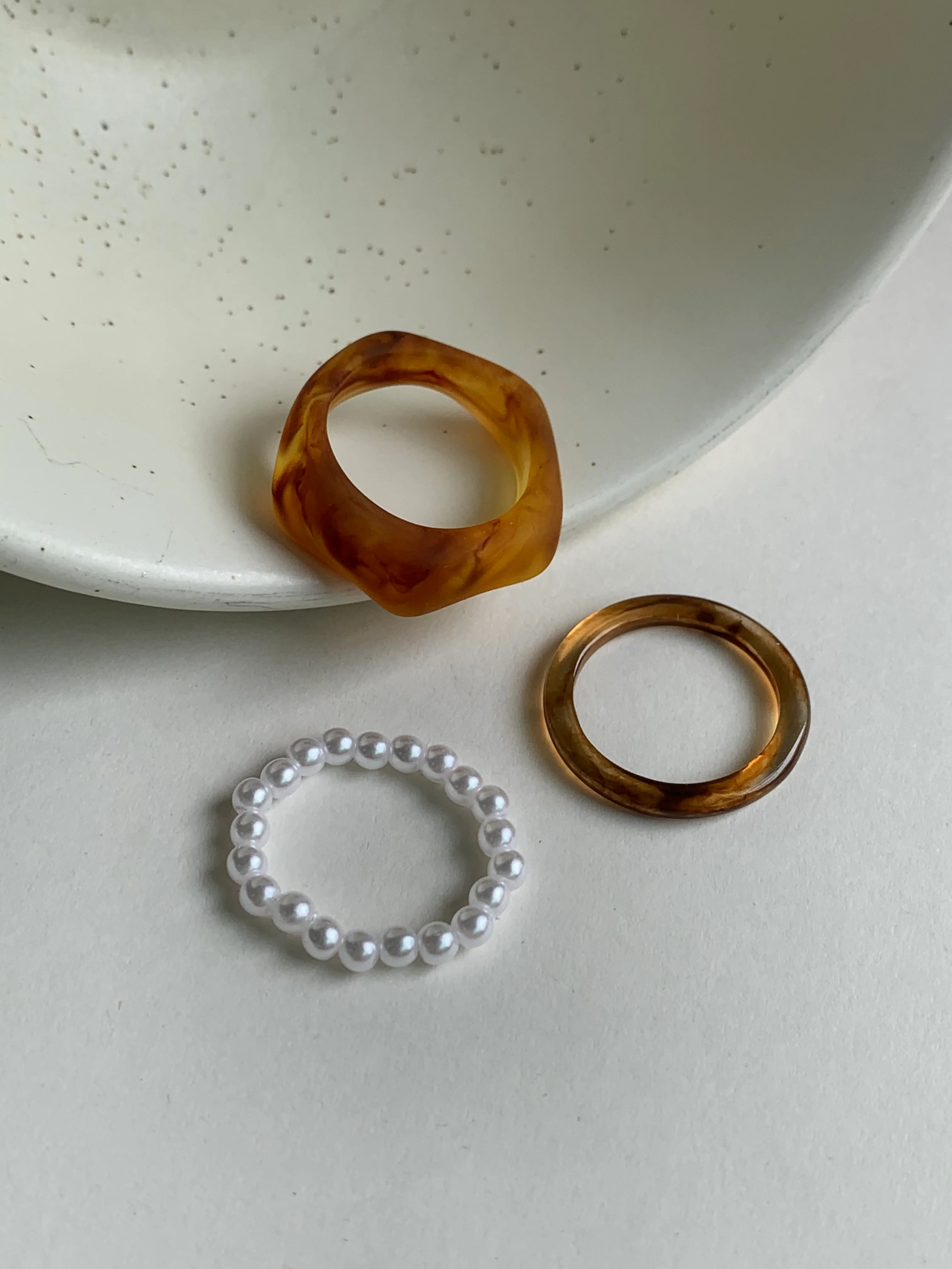 Set of 3 Rings - Brown - Image 3