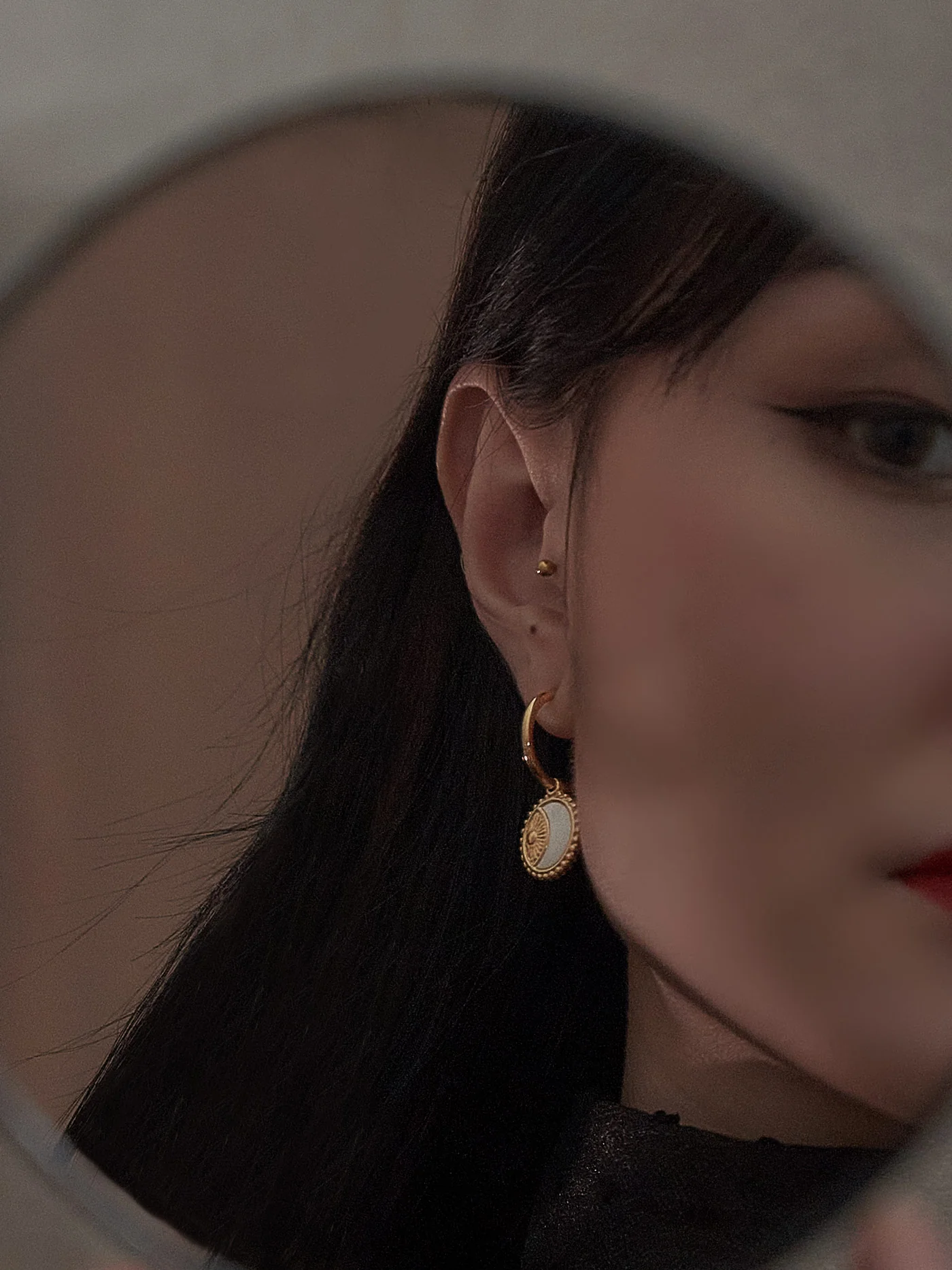 Shell Crescent and Sun Pendant Hoops - Image 2