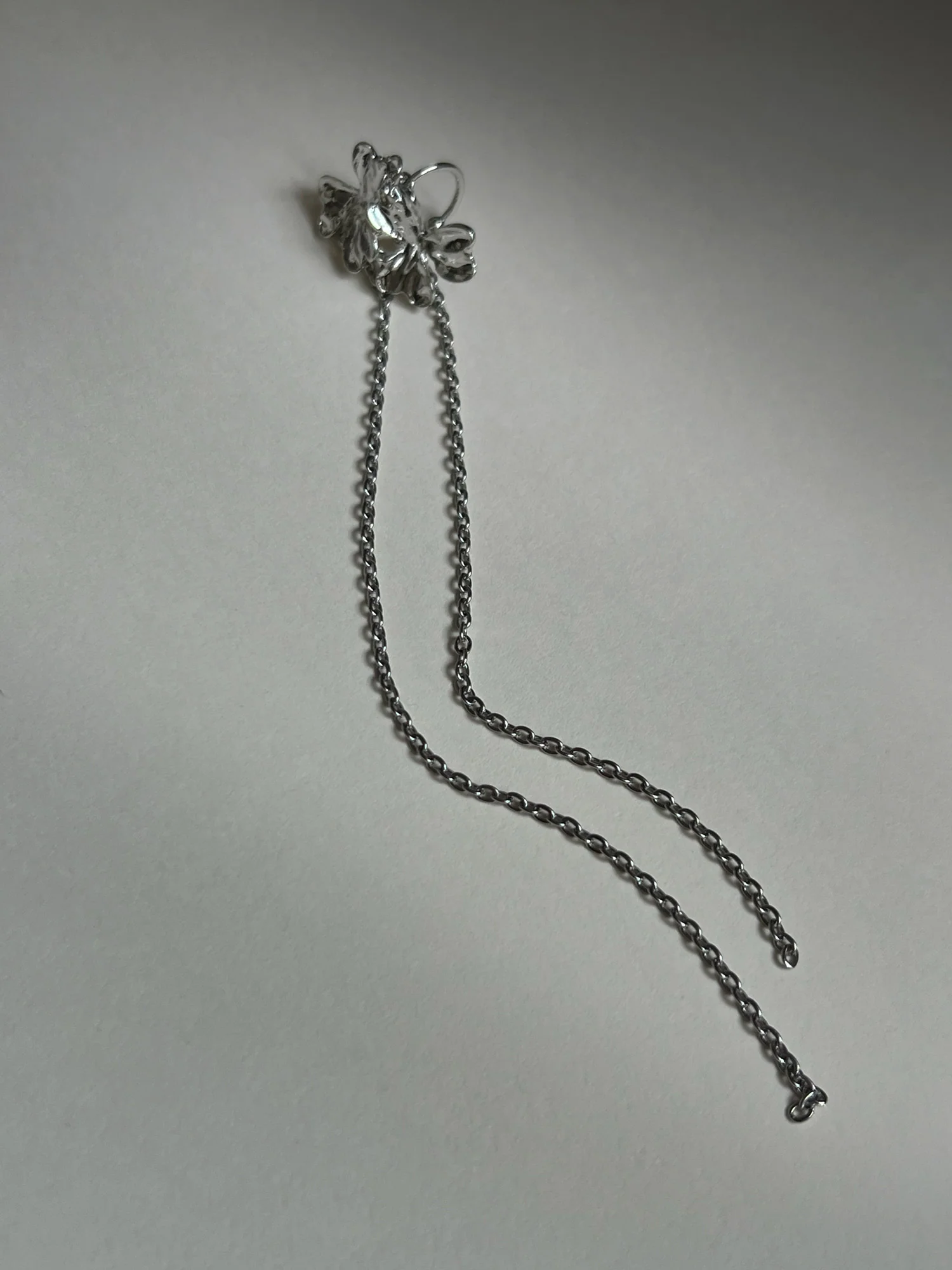 Silver Flower Cascading Ear Cuff