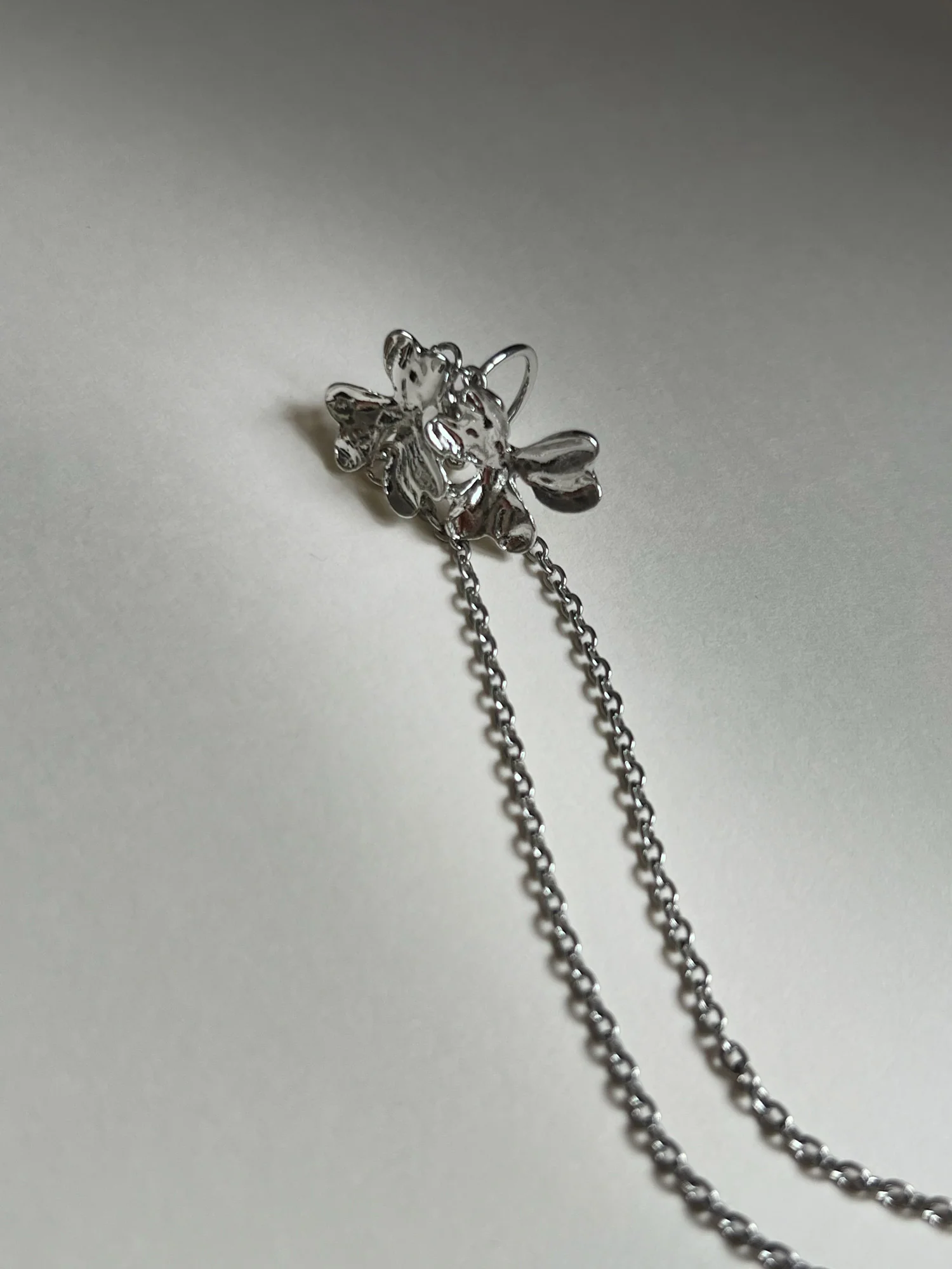 Silver Flower Cascading Ear Cuff - Image 3