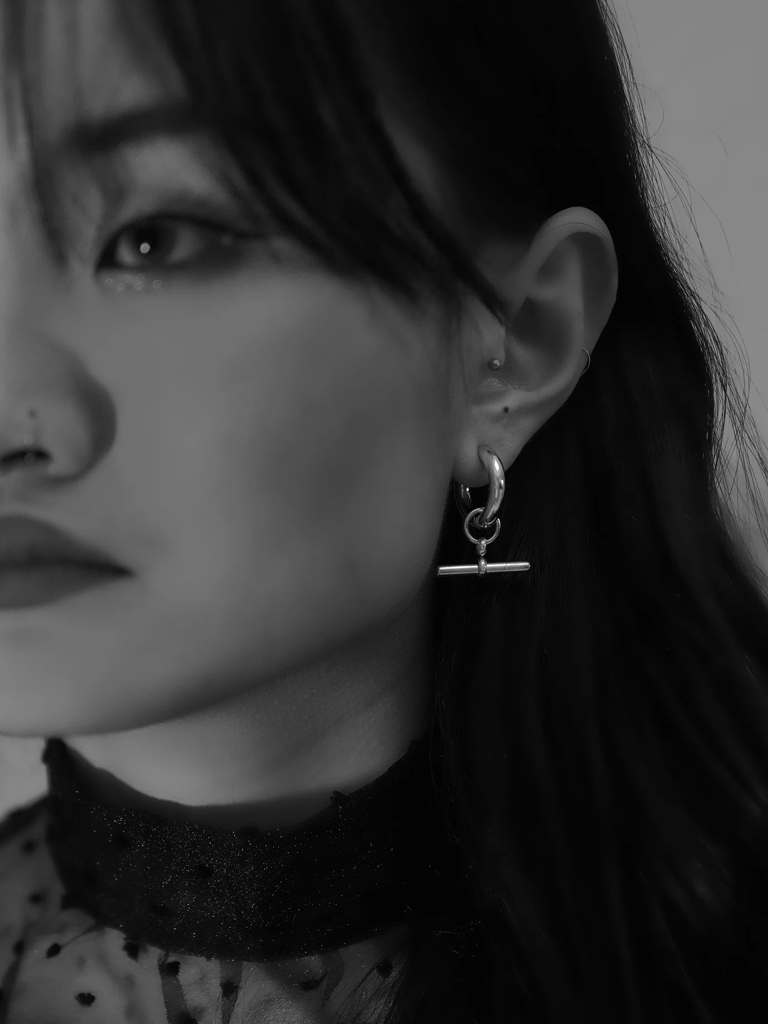 Silver Hoops With Bar - Image 2