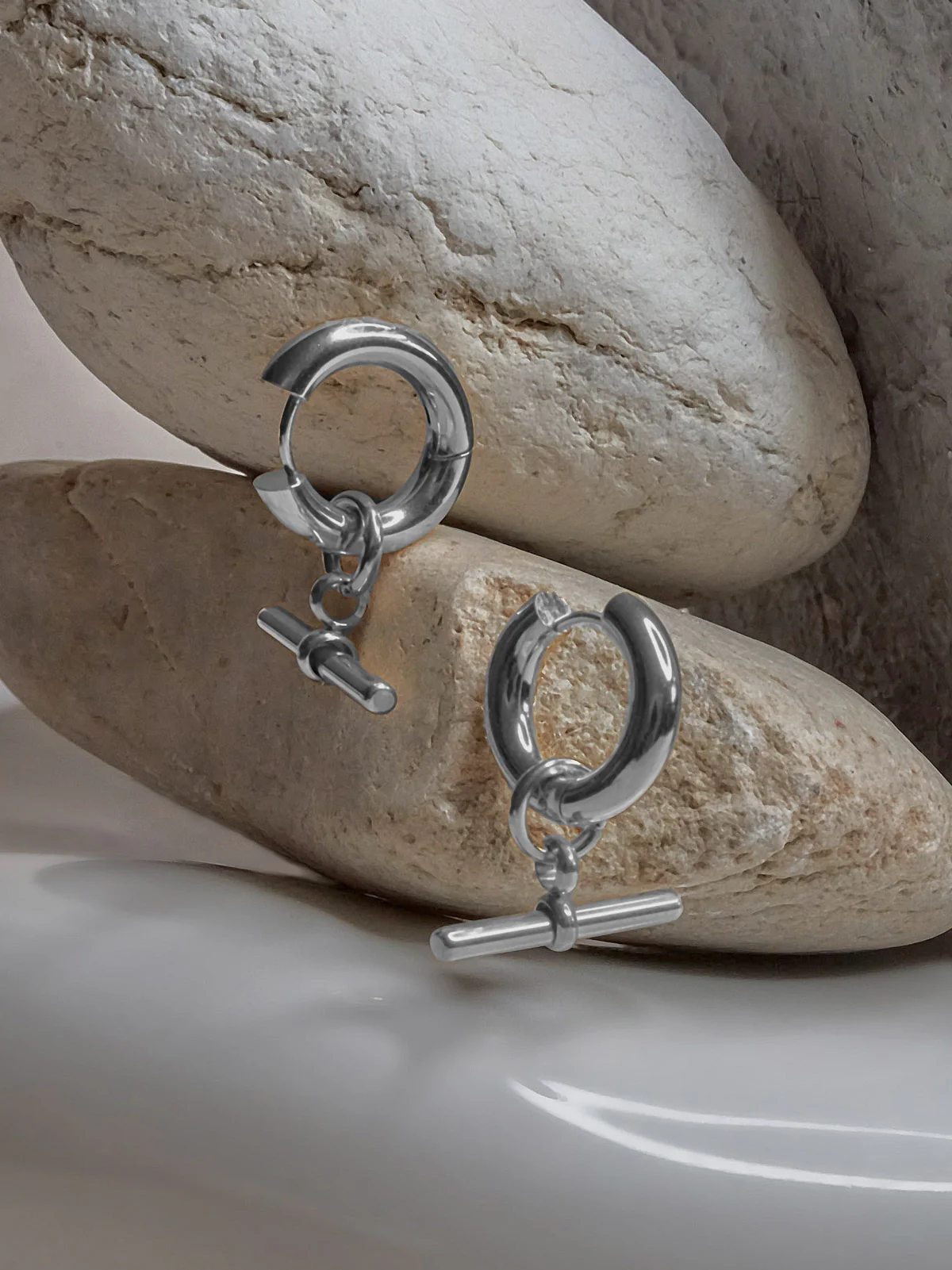 Silver Hoops With Bar - Image 3