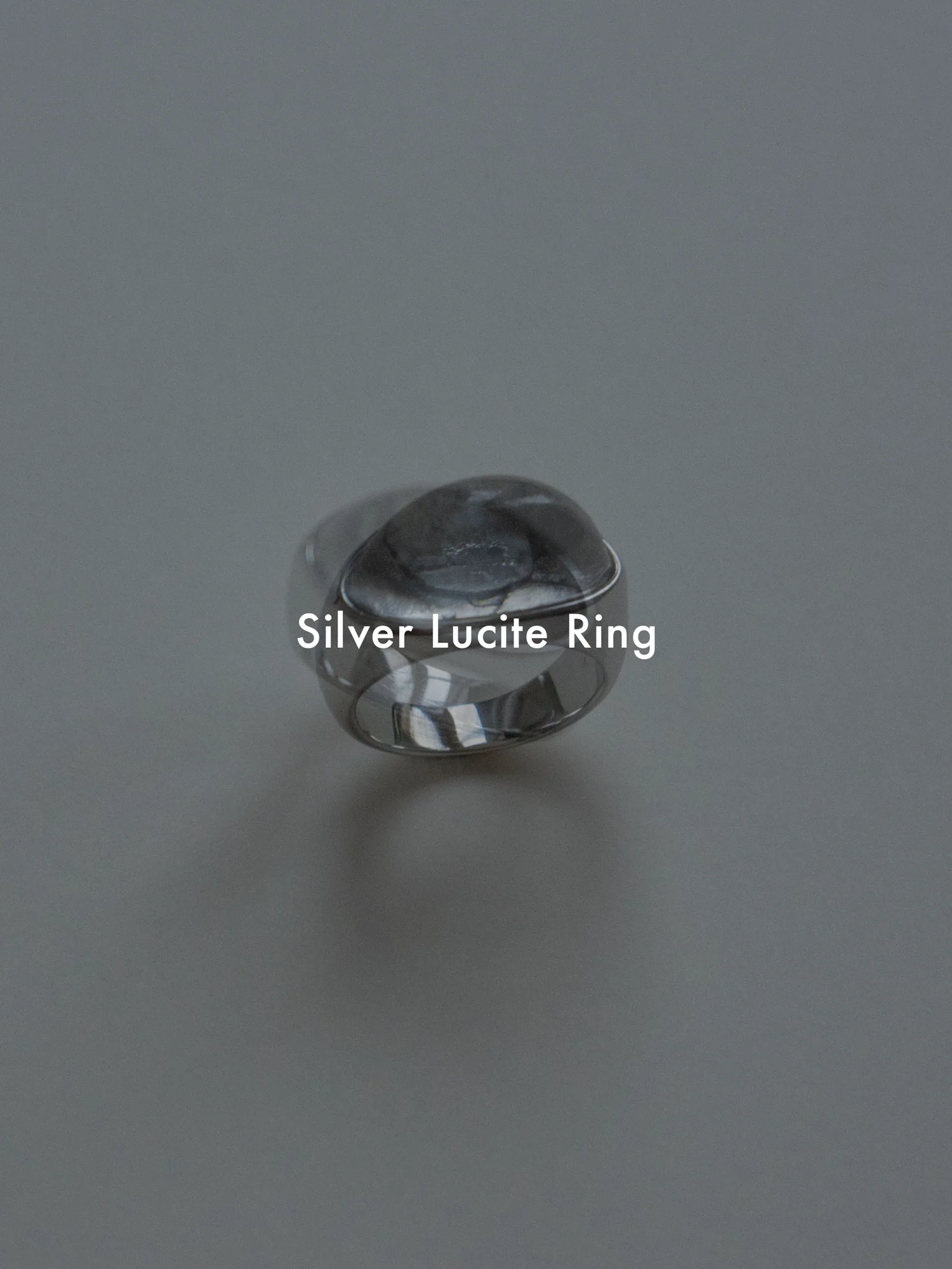 Silver Lucite Ring - Transparent - Image 3