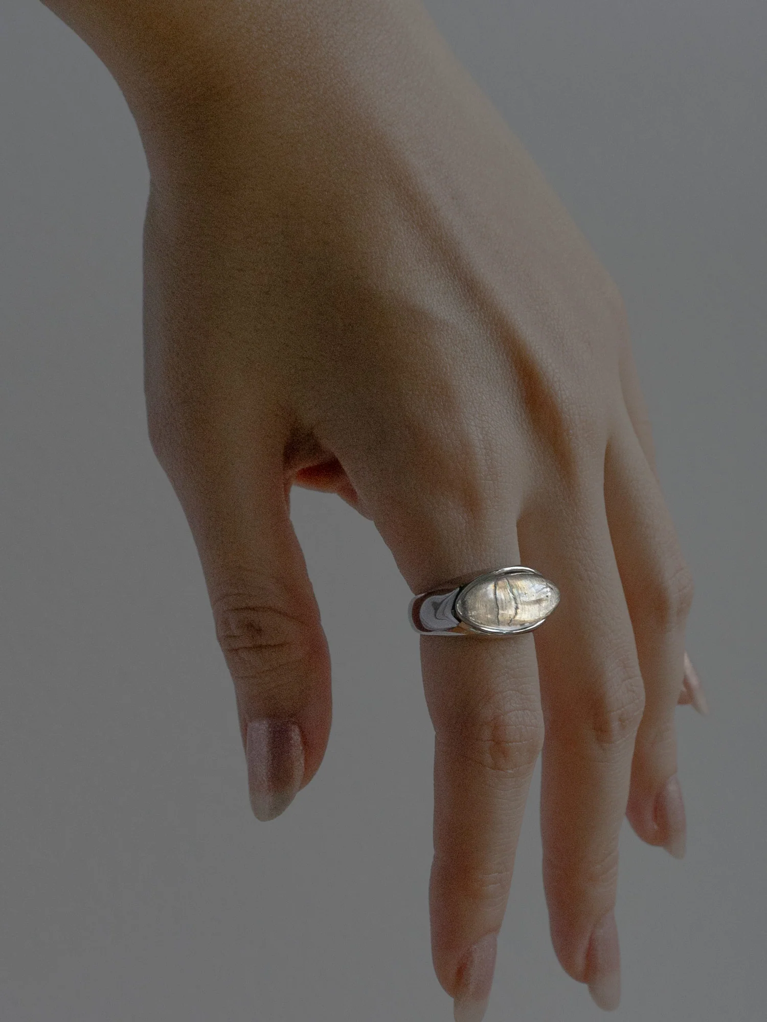 Silver Lucite Ring - Transparent - Image 4