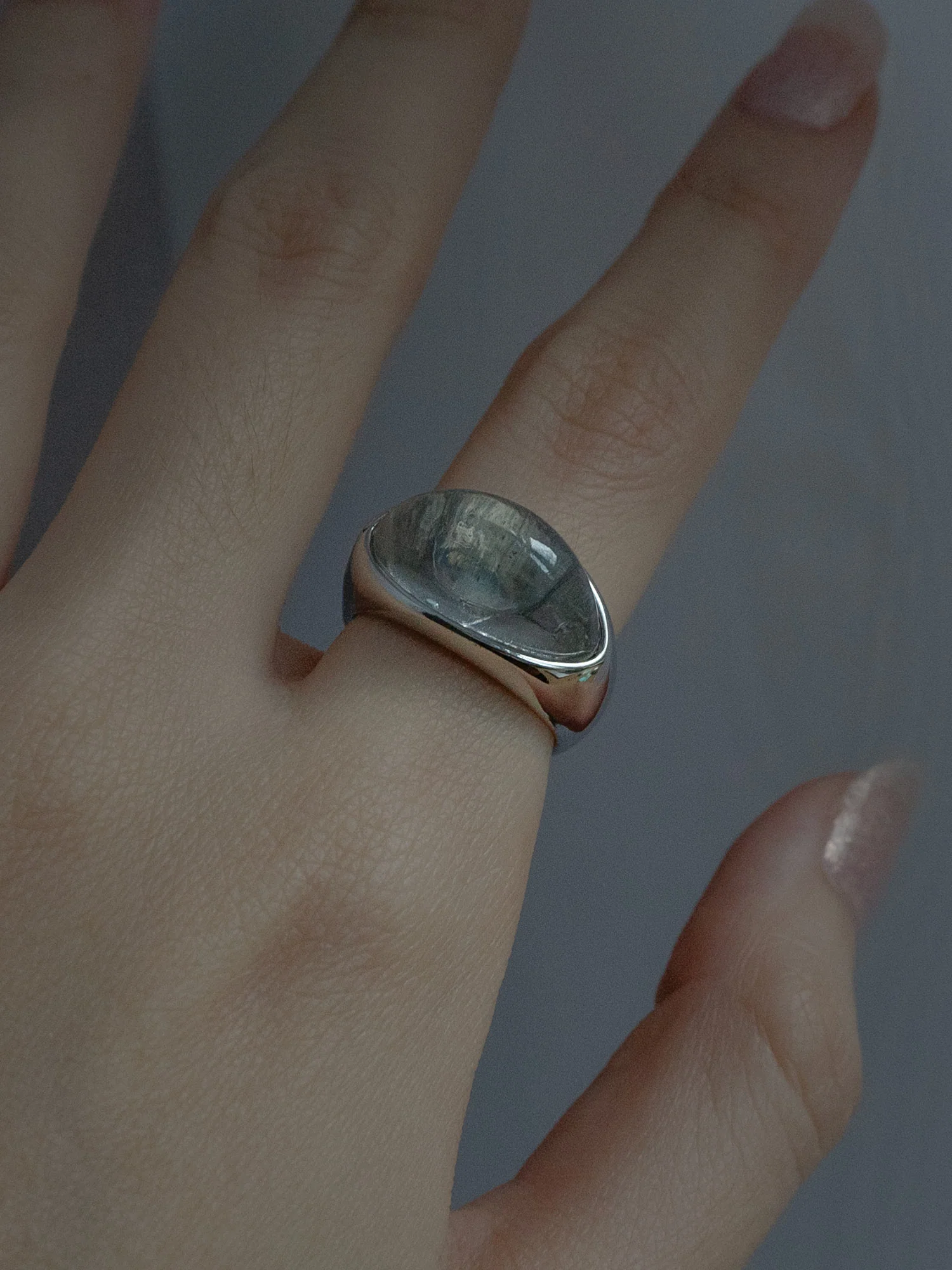 Silver Lucite Ring - Transparent - Image 5