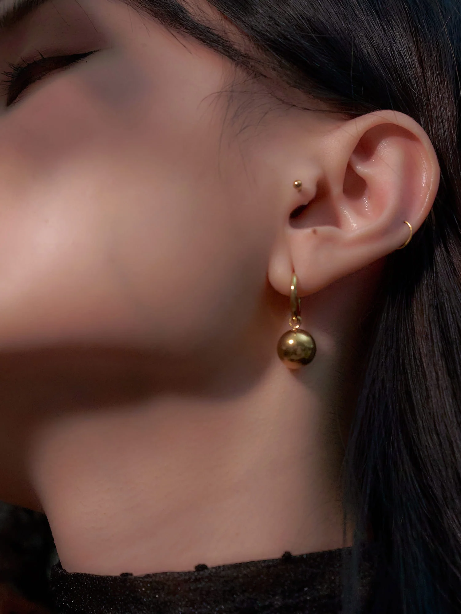 Spherical Gold Hoops - Image 2