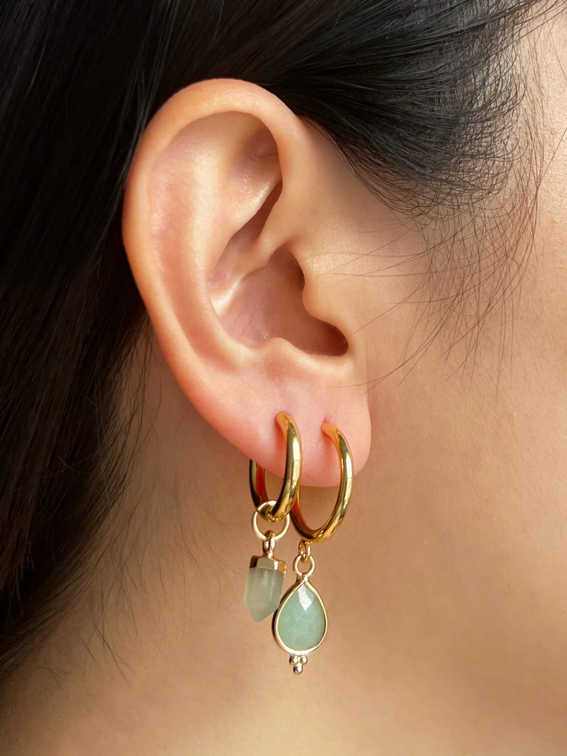 Spiritborn Hoops - Green Aventurine - Image 2