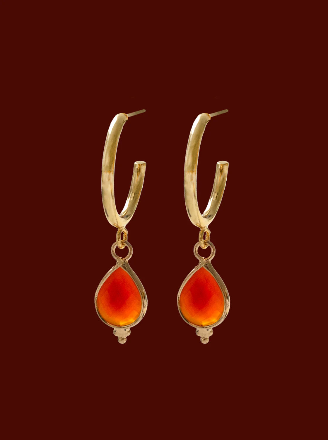 Spiritborn Hoops - Orange-Red Agate