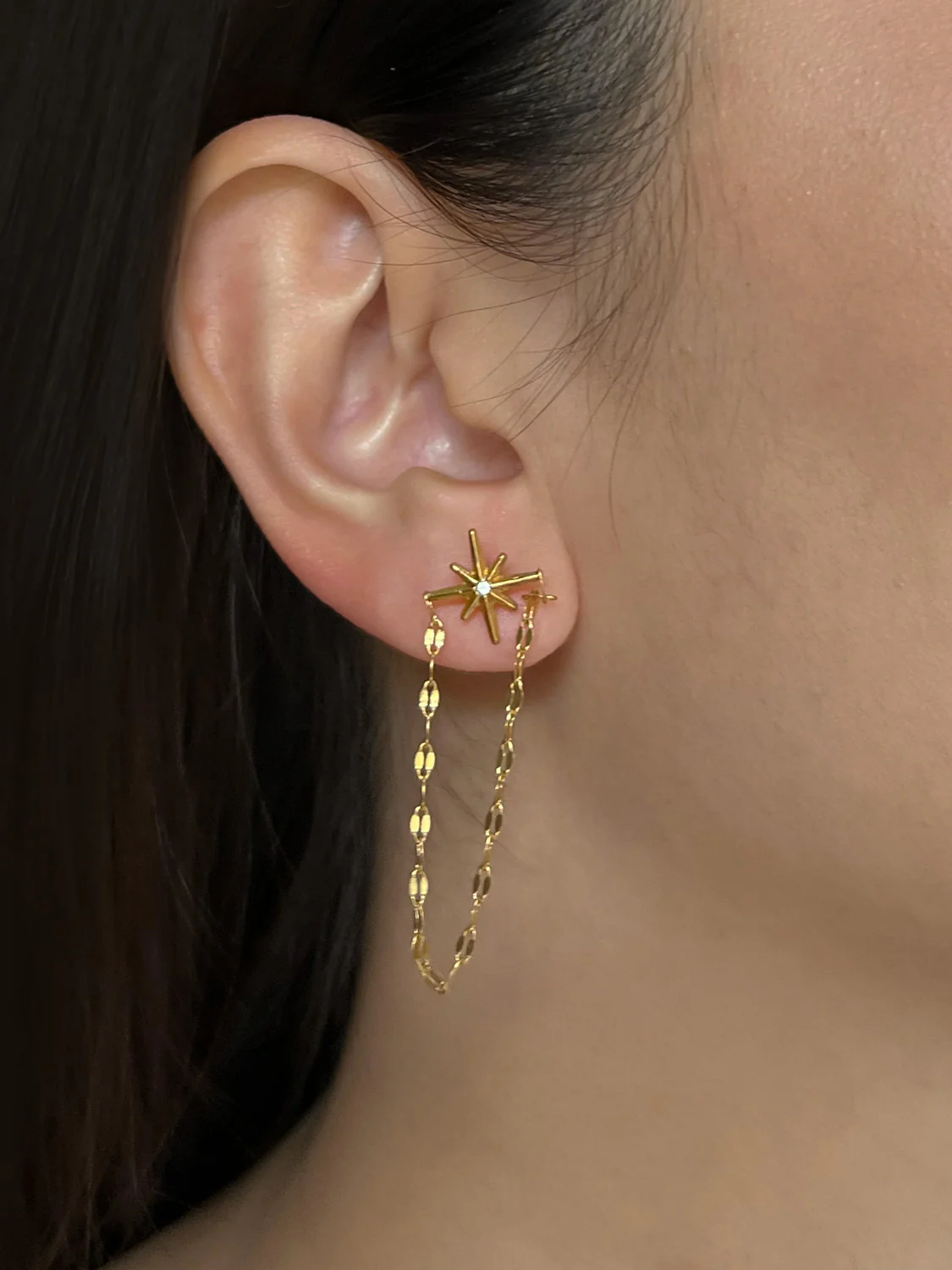 Starburst Dangling Earrings - Stainless Steel, Gold - Image 2