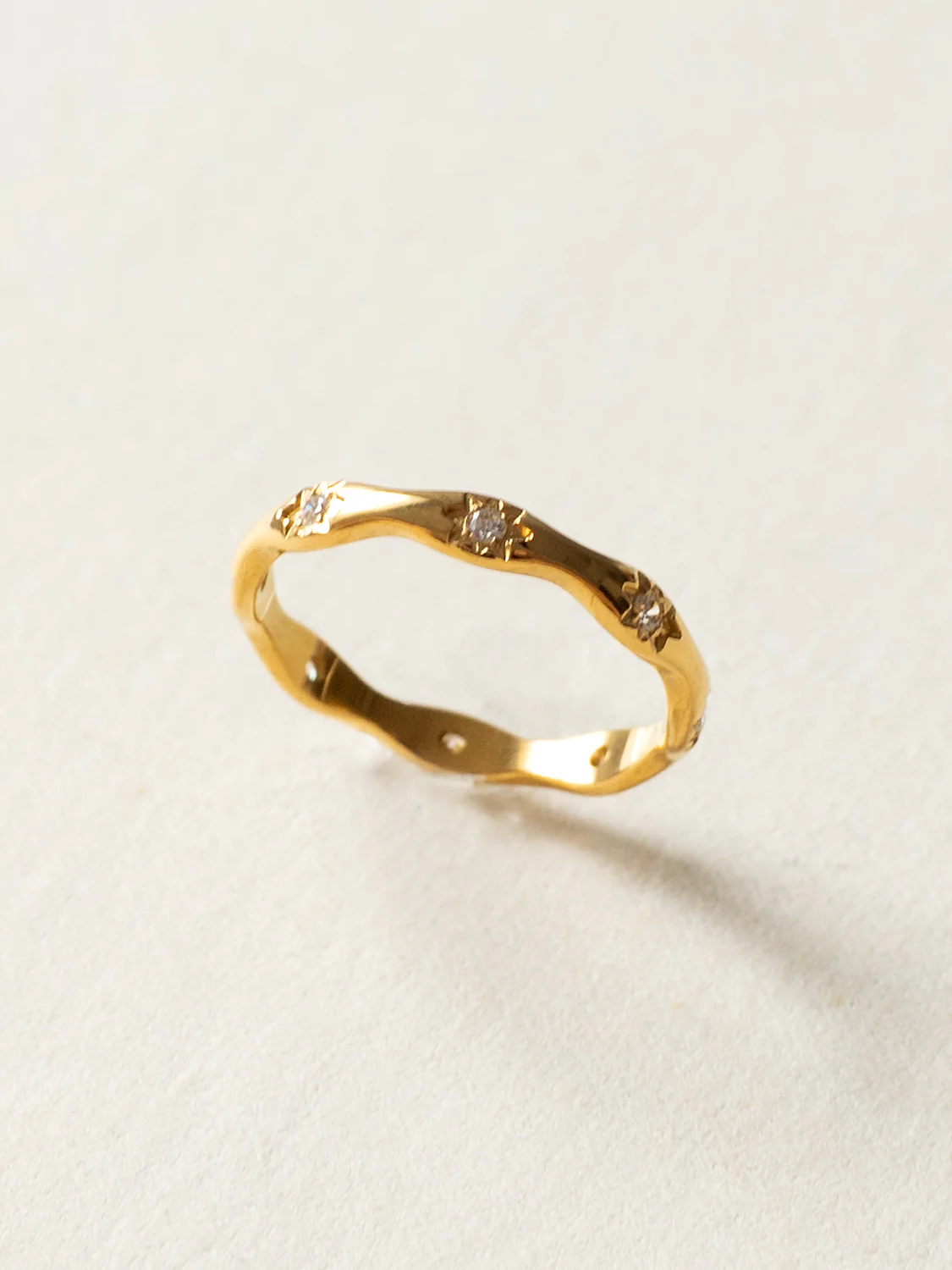 Starry Gemstones Ring, Stainless Steel - Gold - Image 2