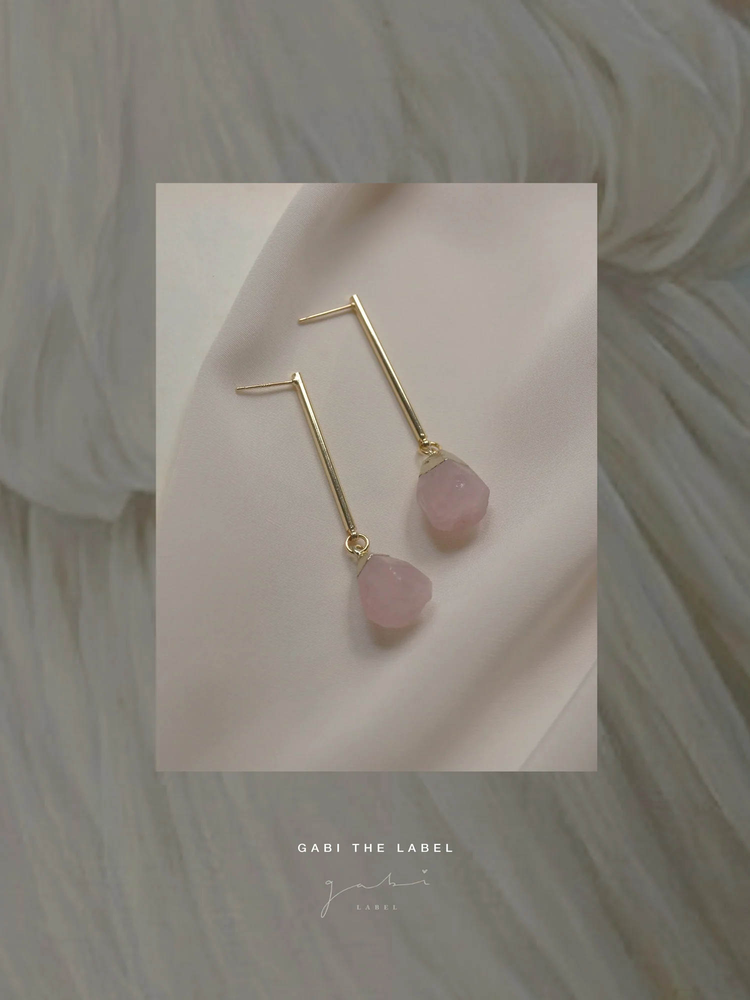 Stone Earrings - Blush Pink *18K Gold-plated - Image 3