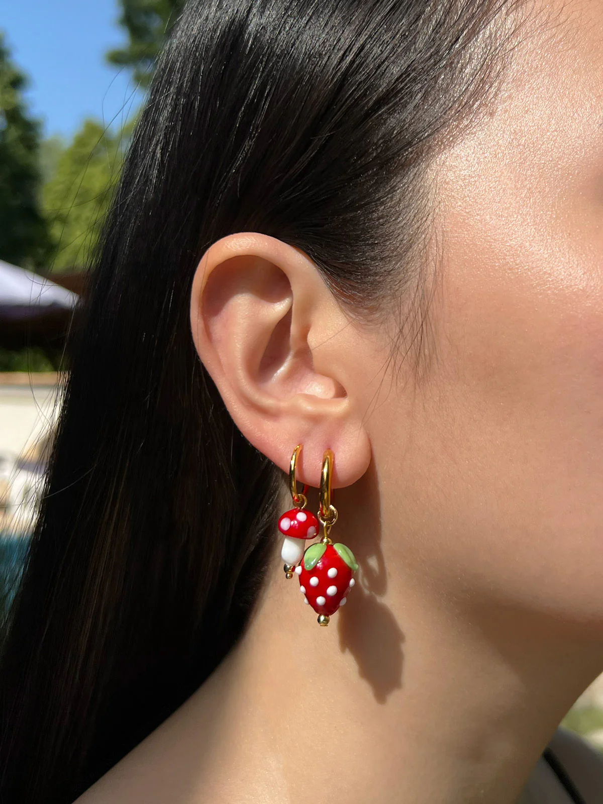 Strawberry Hoops - Red - Image 5