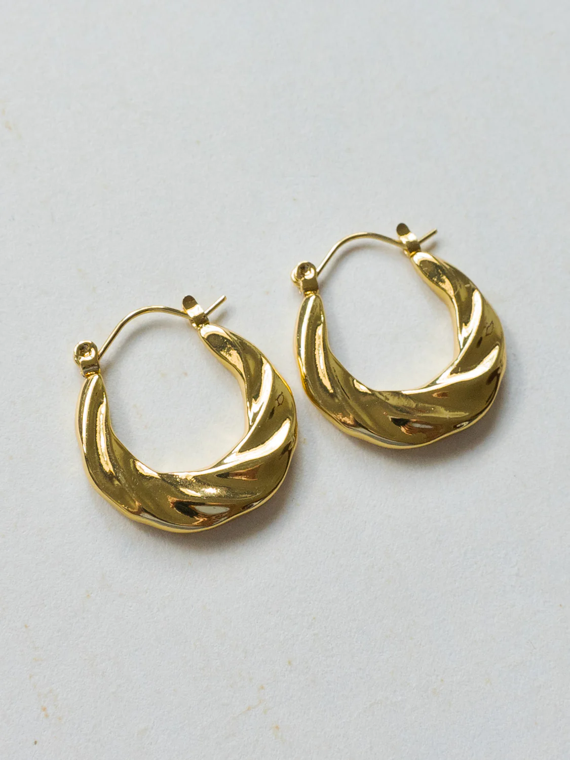 Strokes-Patterned Hoops - Stainless Steel, Gold - Image 3