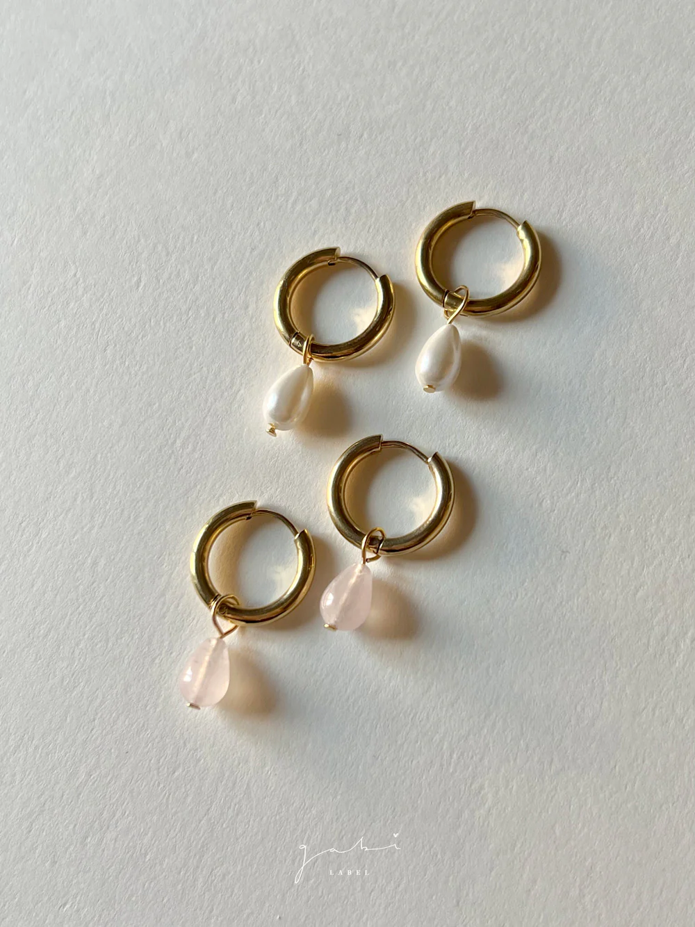 Teardrop Stainless Steel Hoops - Pearls Mini - Image 4