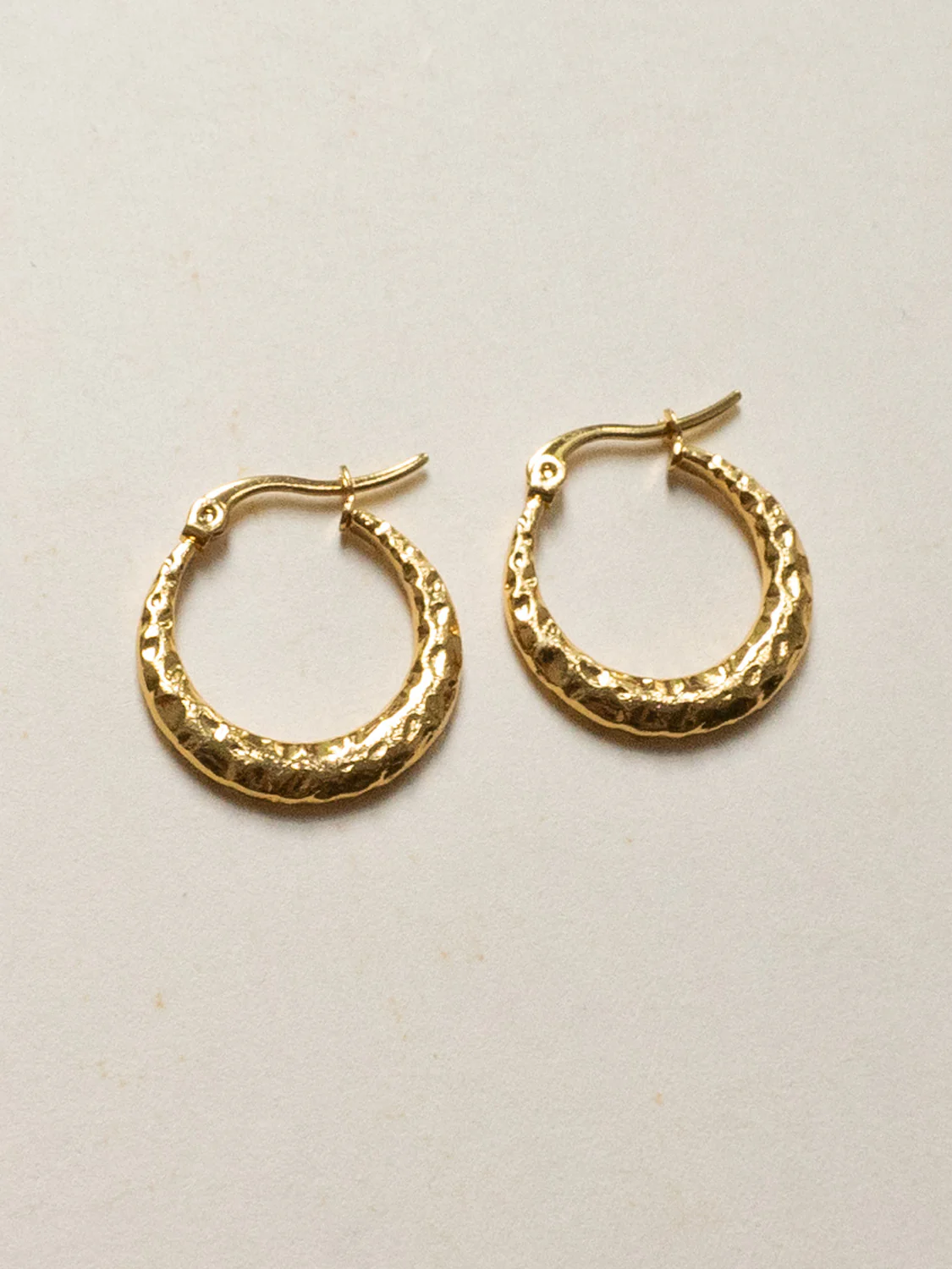 Textured Classic Hoops - Stainless Steel, Gold - Image 3