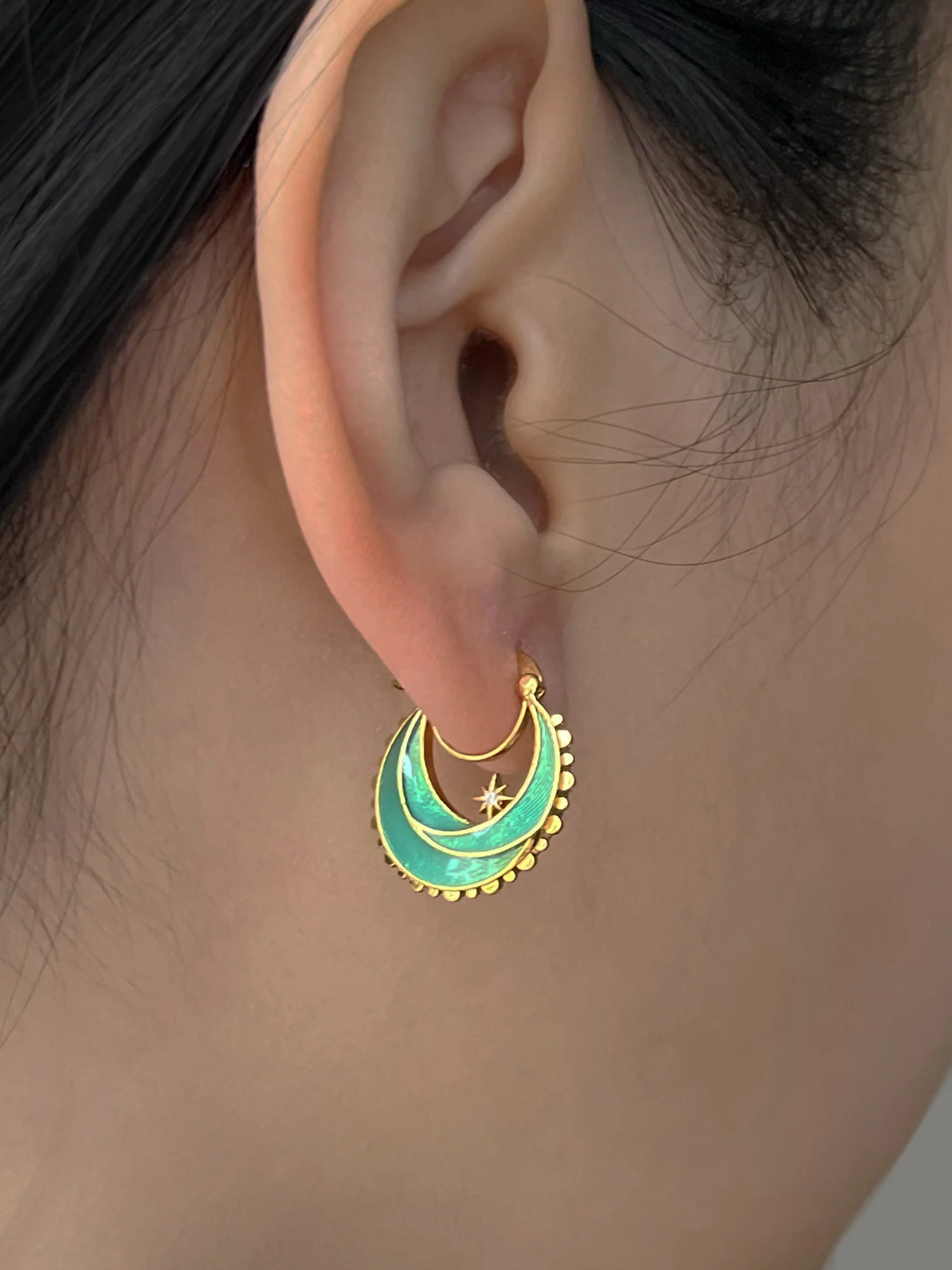The Journey Beyond Hoop Earrings - Sea Green - Image 2