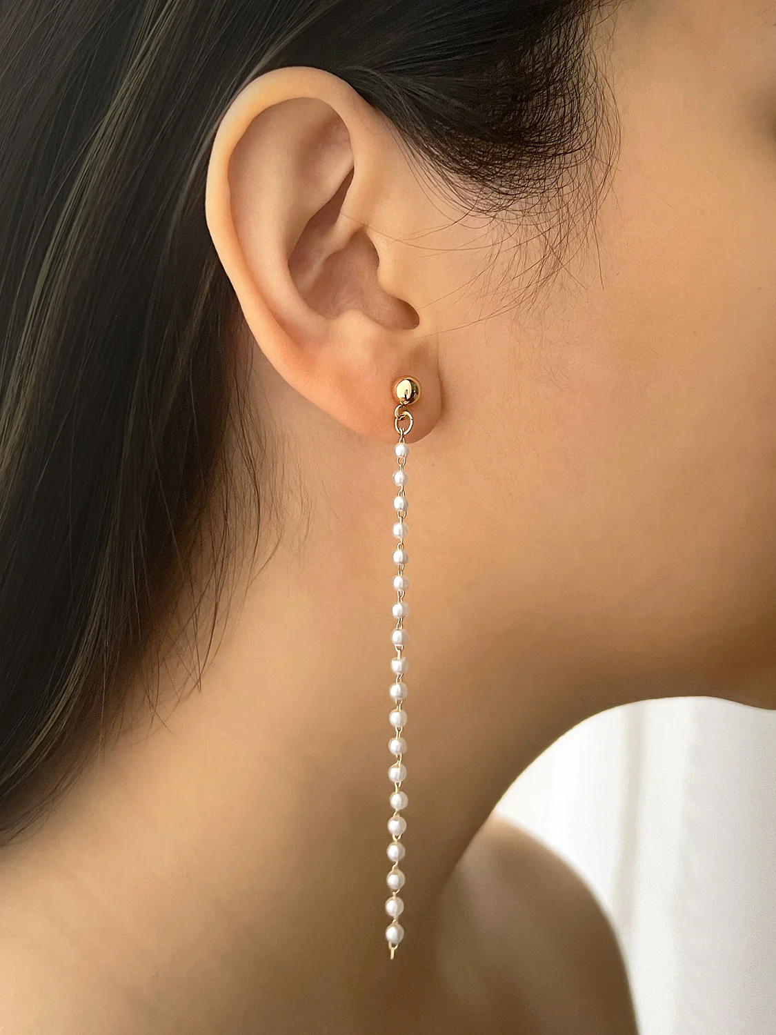 Trail of Tiny Pearls Earrings - Image 2