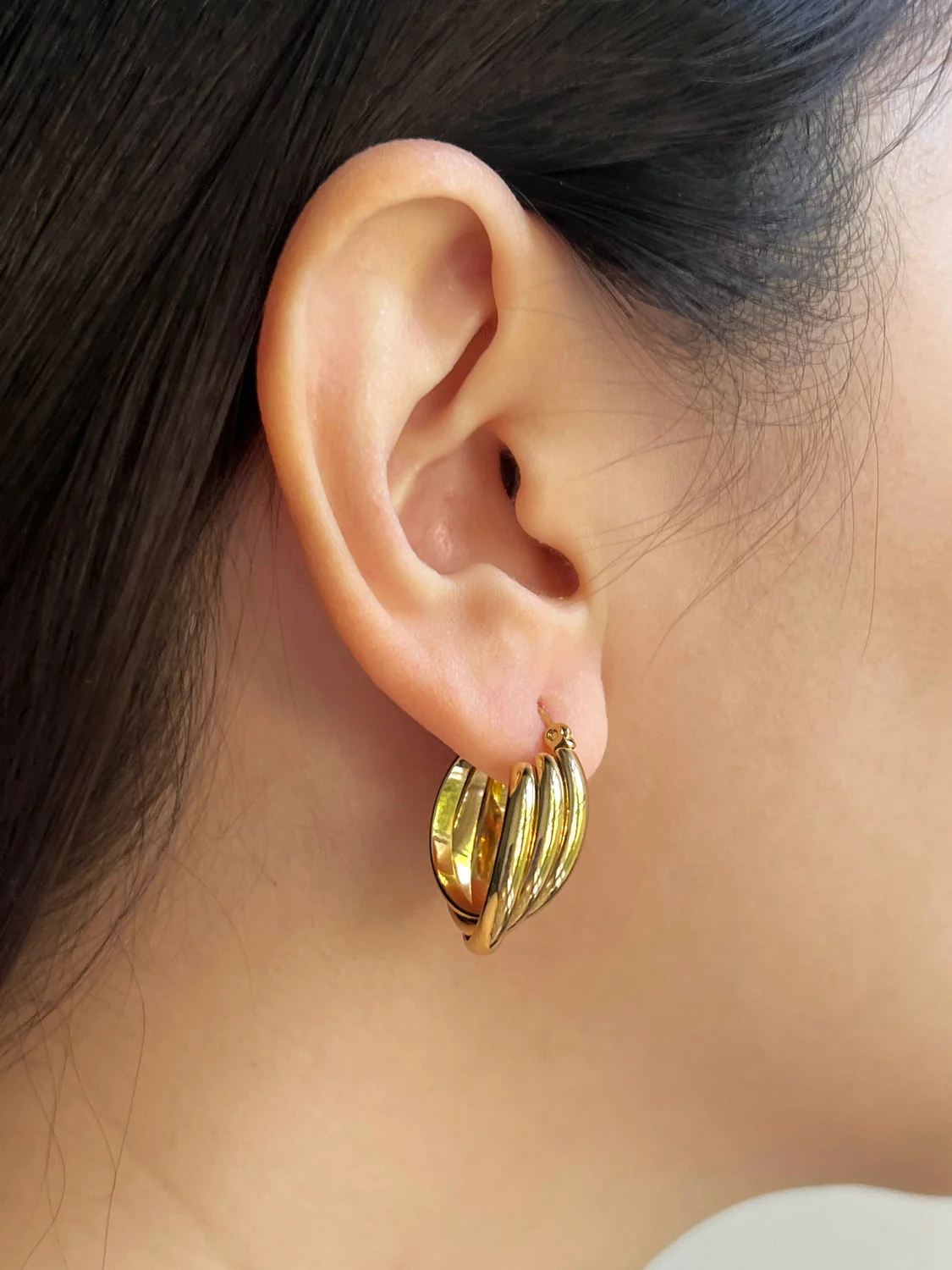 Twist Hoops - Stainless Steel, Gold - Image 2