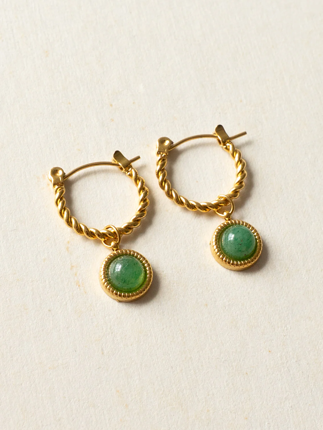 Twist Hoops With Aventurine Stone - Image 3