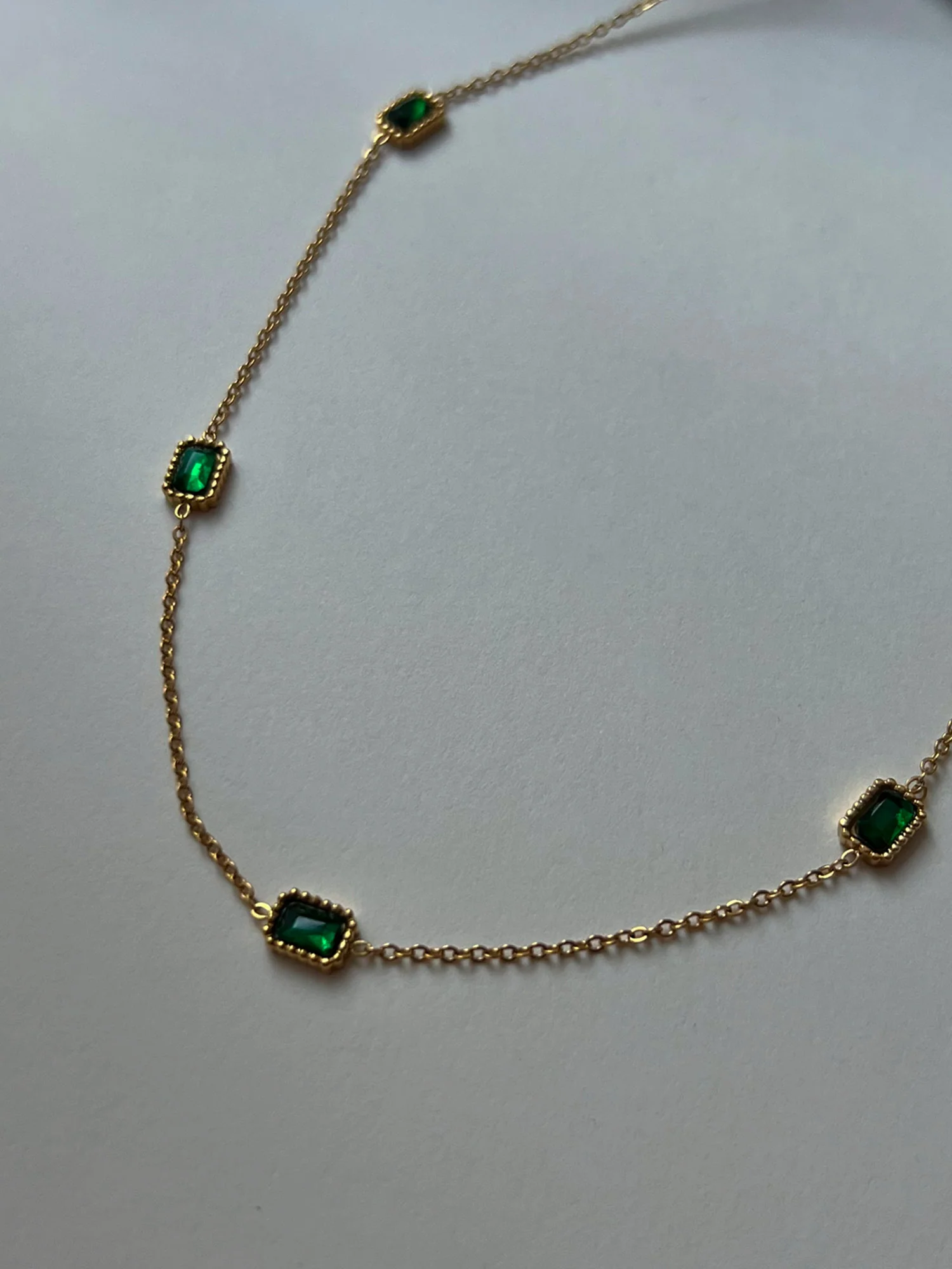 Vintage Multi-Gemstone Necklace - Emerald Green - Image 4