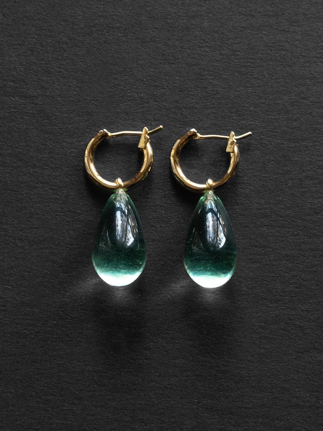 Water Droplet Hoops - Gold/Turquoise - Image 3