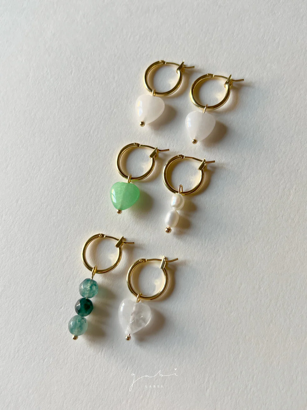 White Jade Heart Hoop Earrings - Image 6
